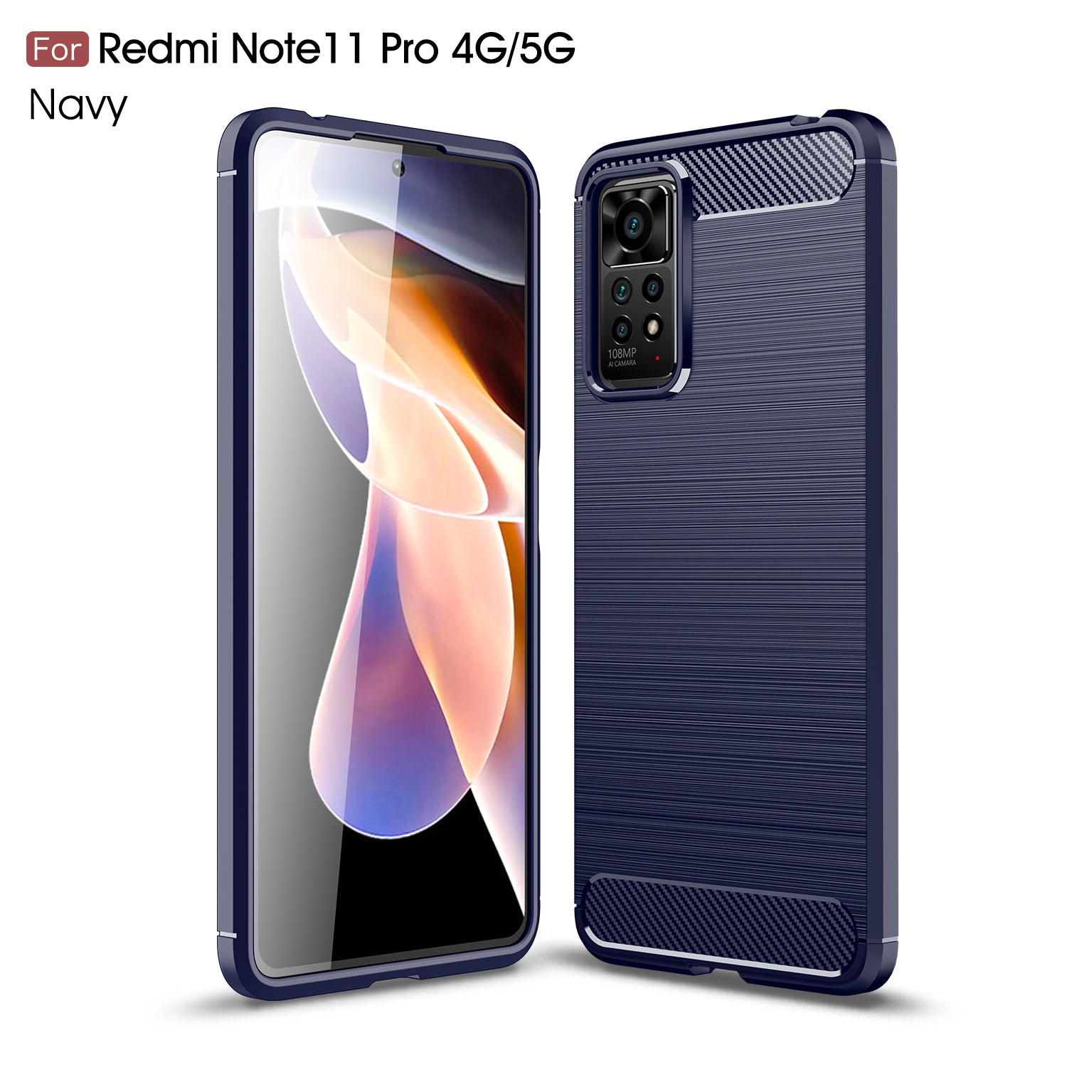 Xiaomi Redmi Note 11 Pro Carbon Fibre TPU Case Slim Shockproof Cover Navy