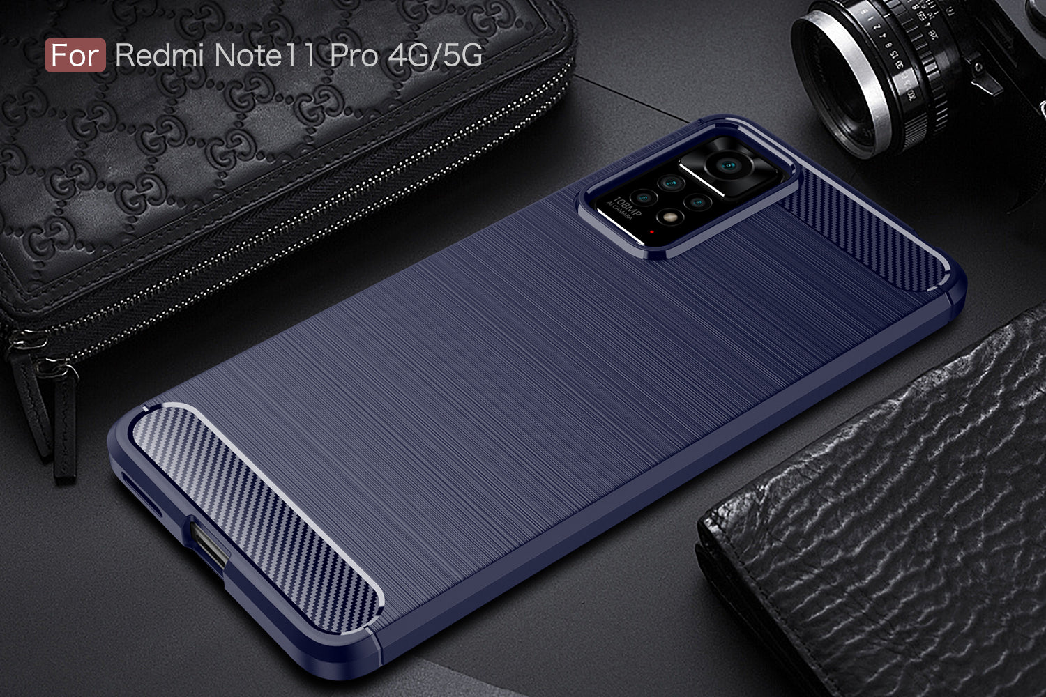 Xiaomi Redmi Note 11 Pro Carbon Fibre TPU Case Slim Shockproof Cover Navy