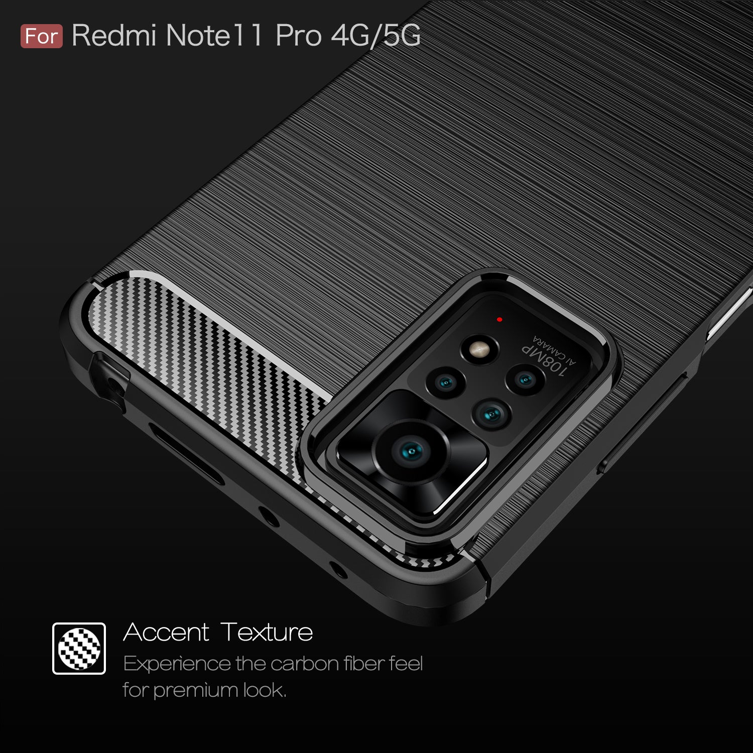Xiaomi Redmi Note 11 Pro Carbon Fibre TPU Case Slim Shockproof Cover Black
