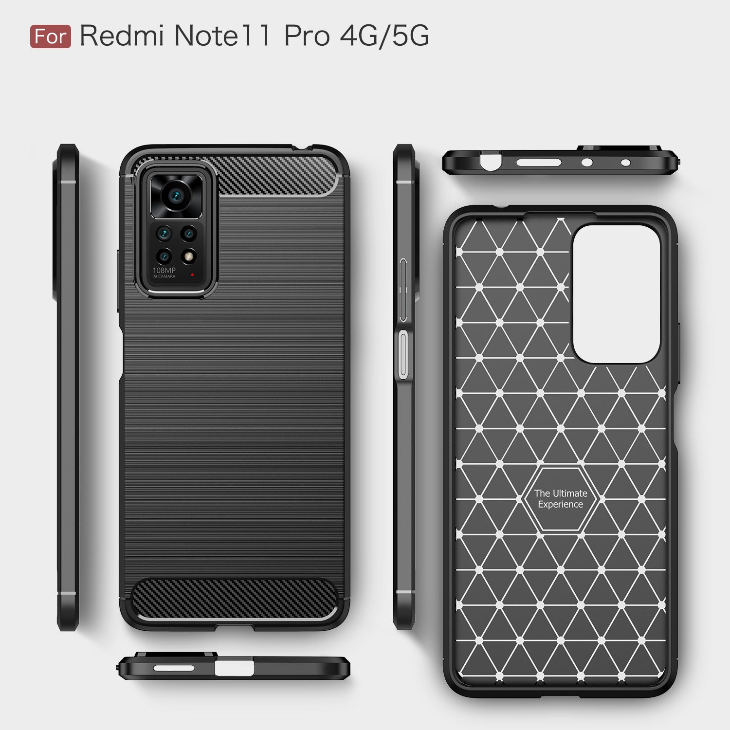 Xiaomi Redmi Note 11 Pro Carbon Fibre TPU Case Slim Shockproof Cover Black