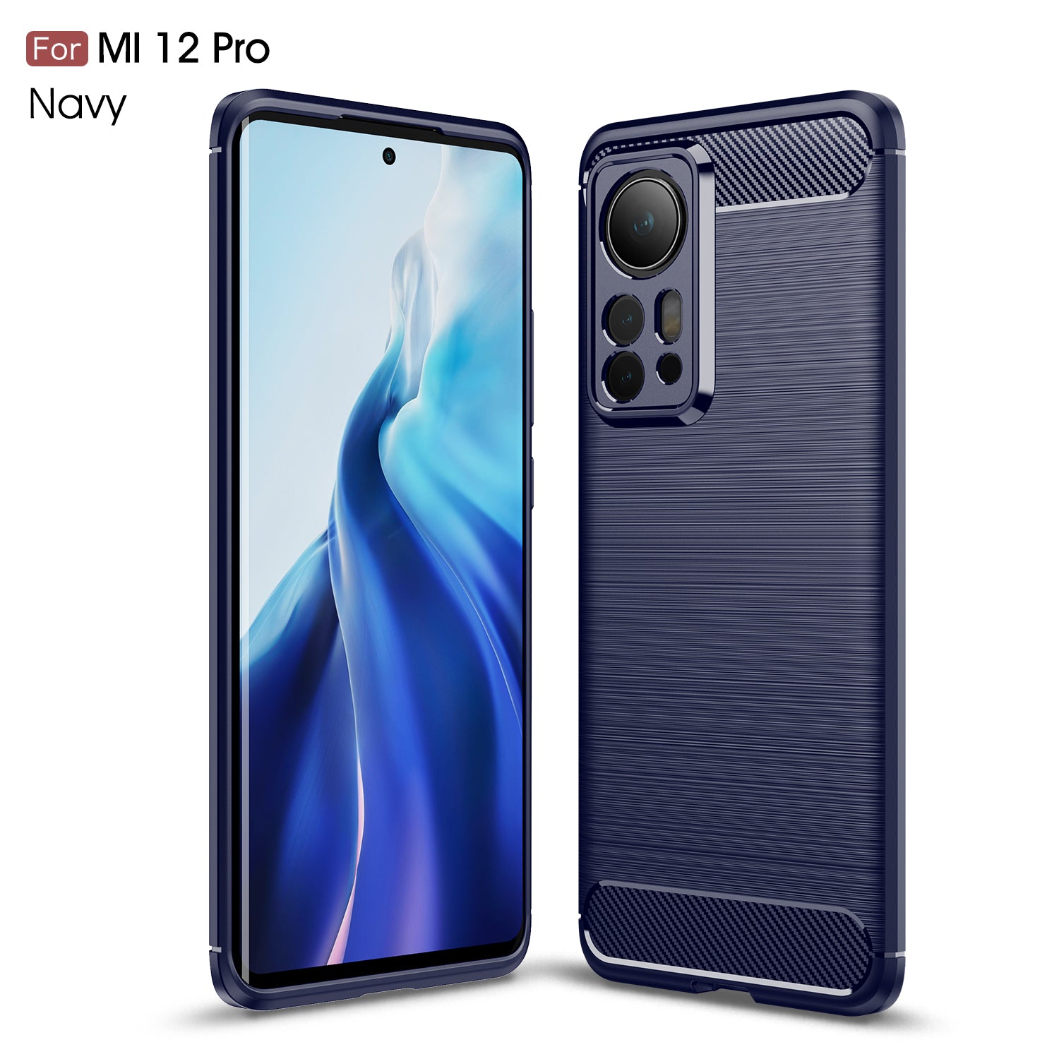 Xiaomi 12Pro Carbon Fibre TPU Case Slim Shockproof Cover Navy