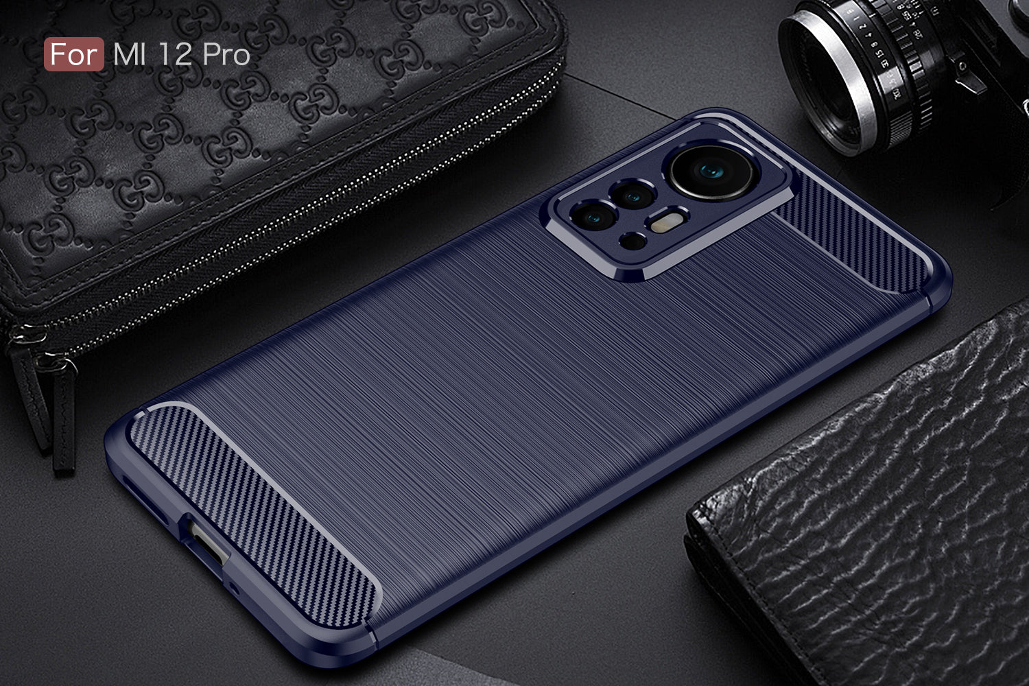 Xiaomi 12Pro Carbon Fibre TPU Case Slim Shockproof Cover Navy