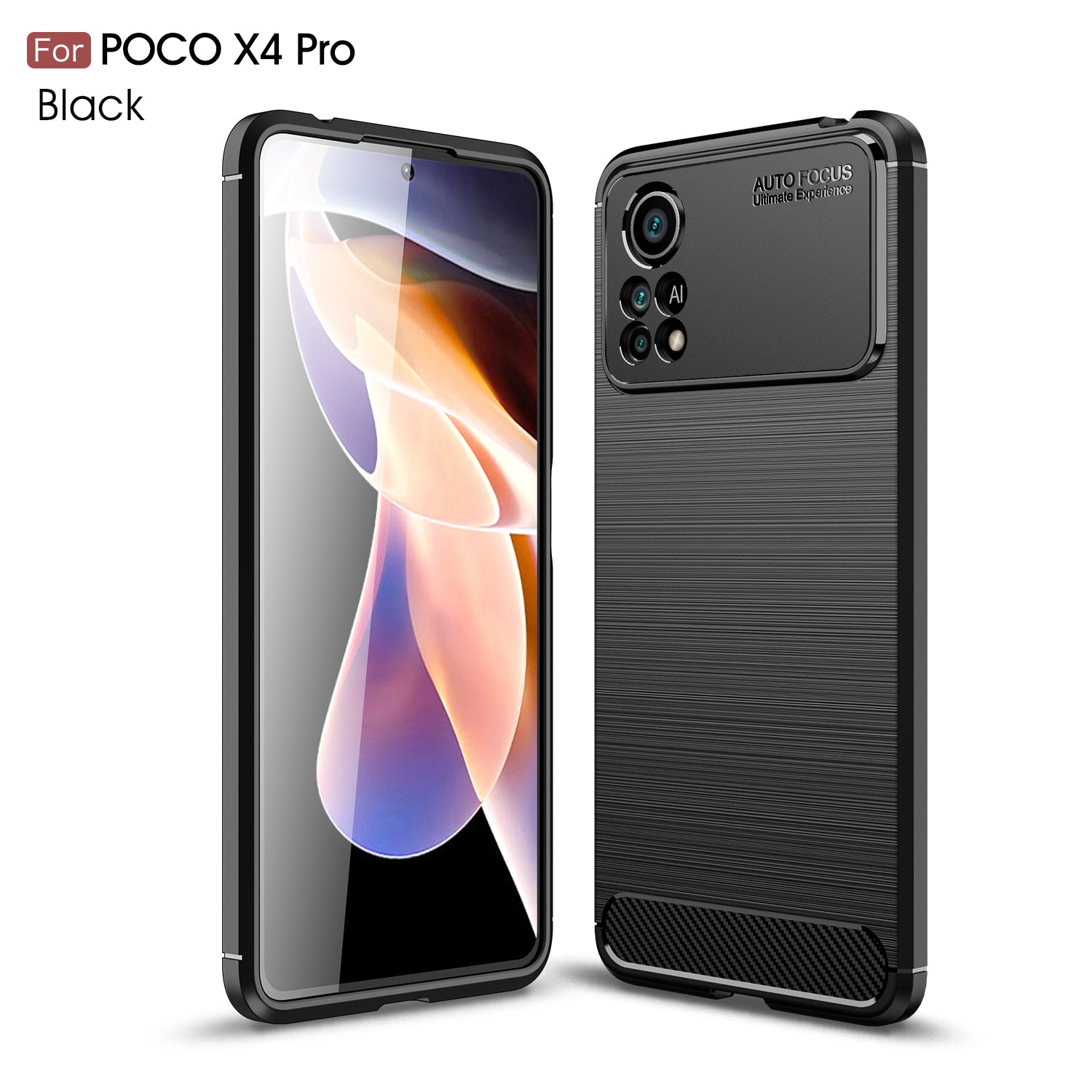 Xiaomi Poco X4 Pro 5G Carbon Fibre TPU Case Slim Shockproof Cover Black