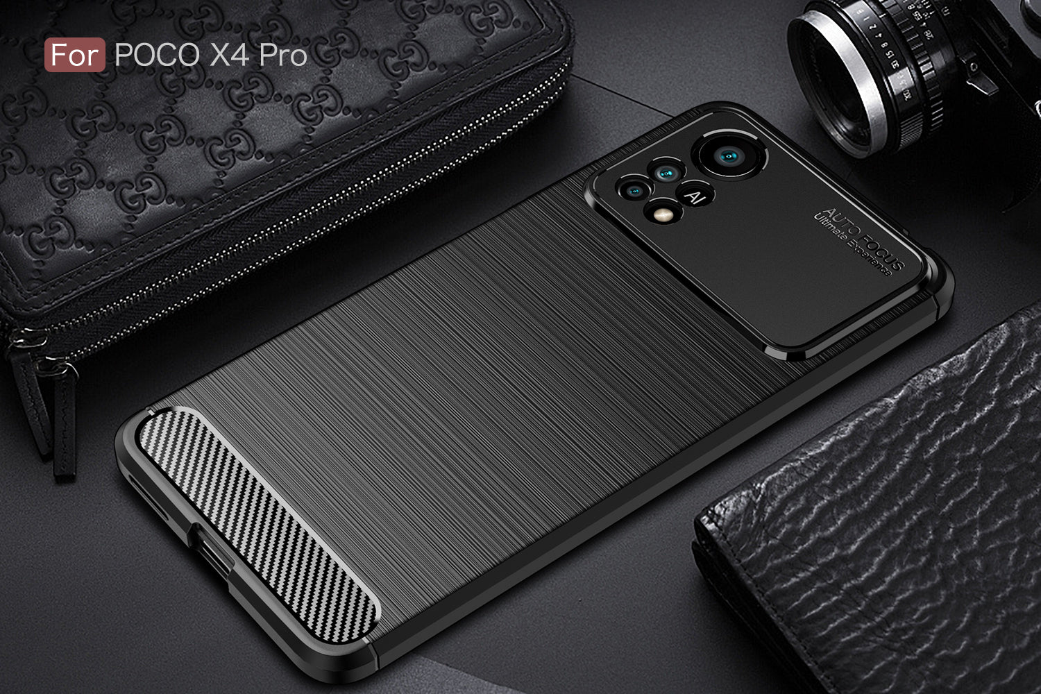 Xiaomi Poco X4 Pro 5G Carbon Fibre TPU Case Slim Shockproof Cover Black