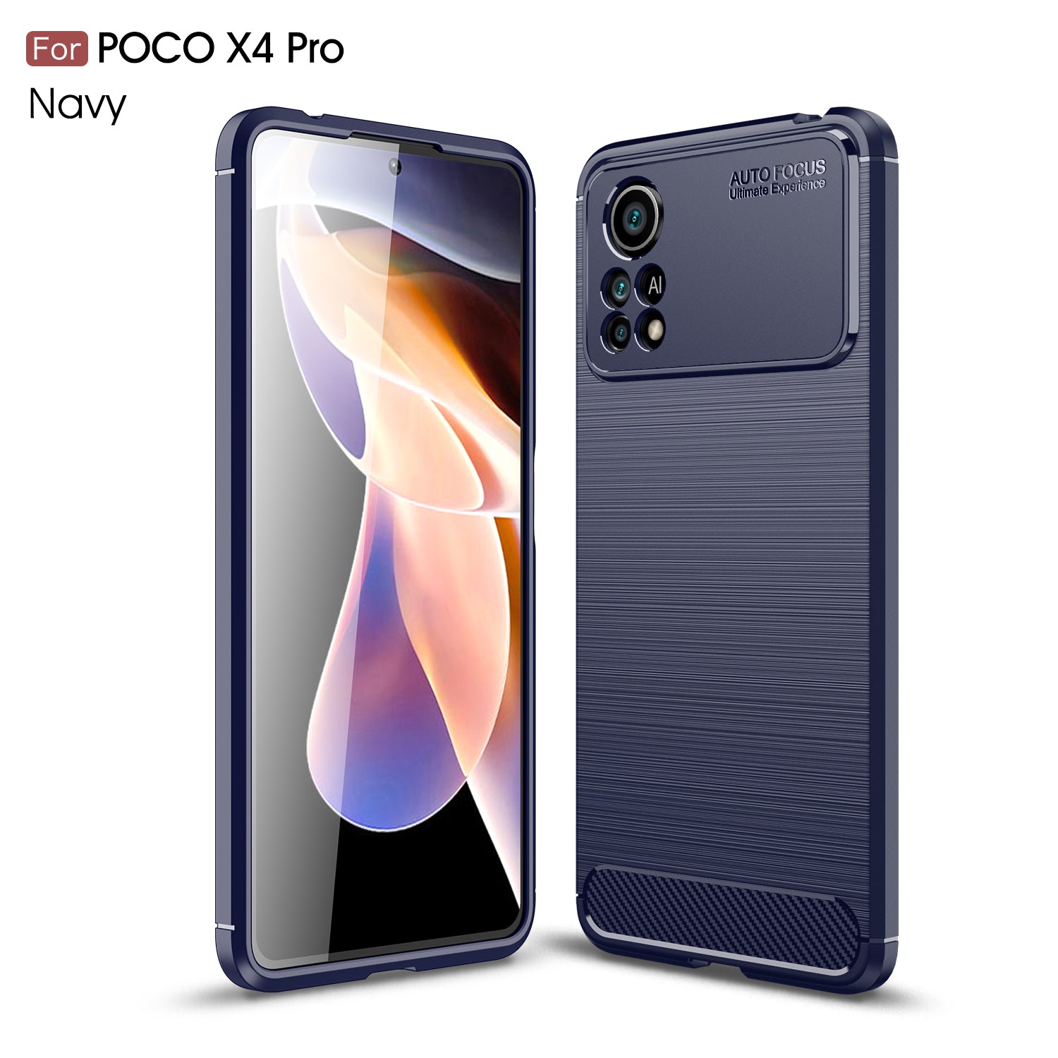 Xiaomi Poco X4 Pro 5G Carbon Fibre TPU Case Slim Shockproof Cover Navy
