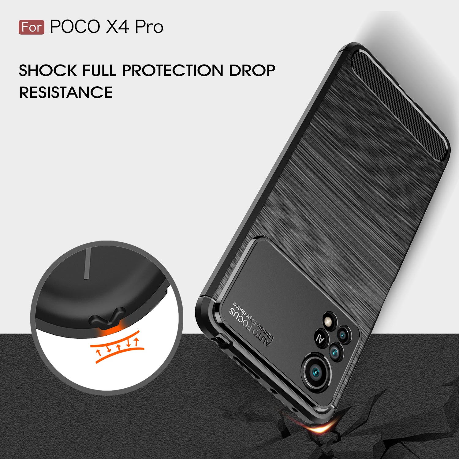 Xiaomi Poco X4 Pro 5G Carbon Fibre TPU Case Slim Shockproof Cover Navy