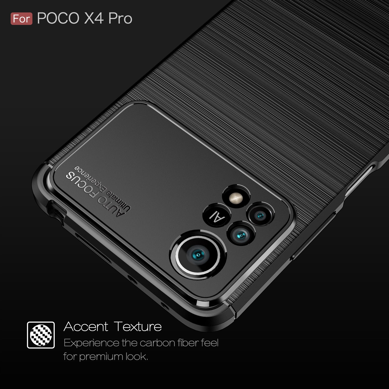 Xiaomi Poco X4 Pro 5G Carbon Fibre TPU Case Slim Shockproof Cover Black