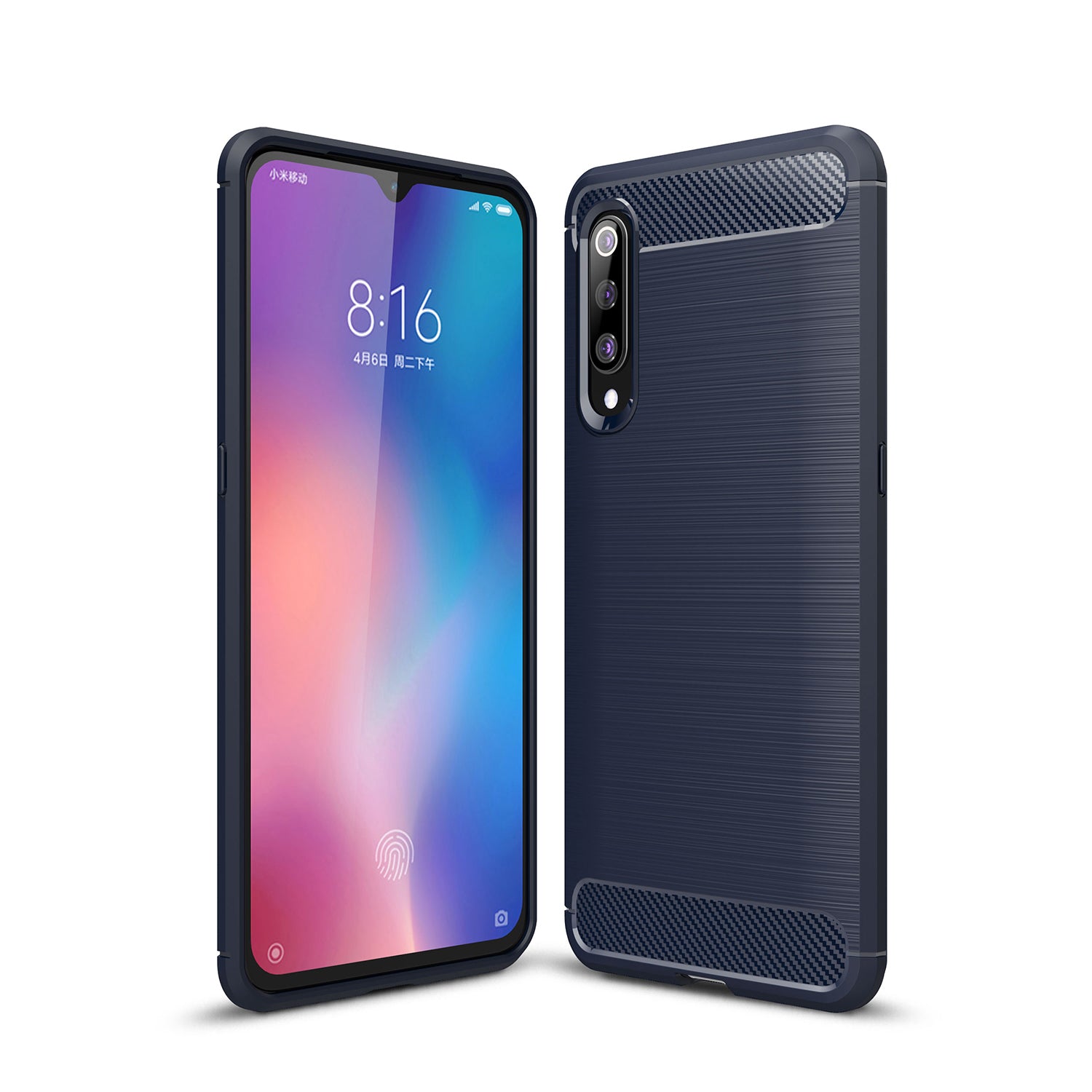 Xiaomi Mi 9 Carbon Fibre TPU Case Slim Shockproof Cover Navy
