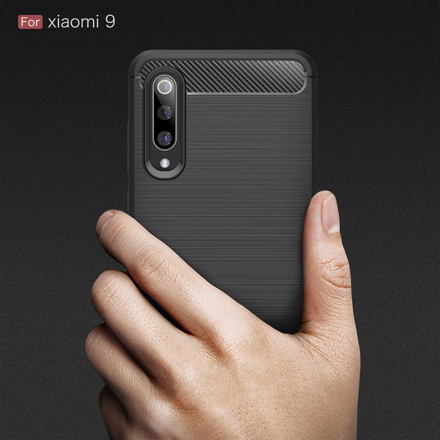 Xiaomi Mi 9 Carbon Fibre TPU Case Slim Shockproof Cover Black