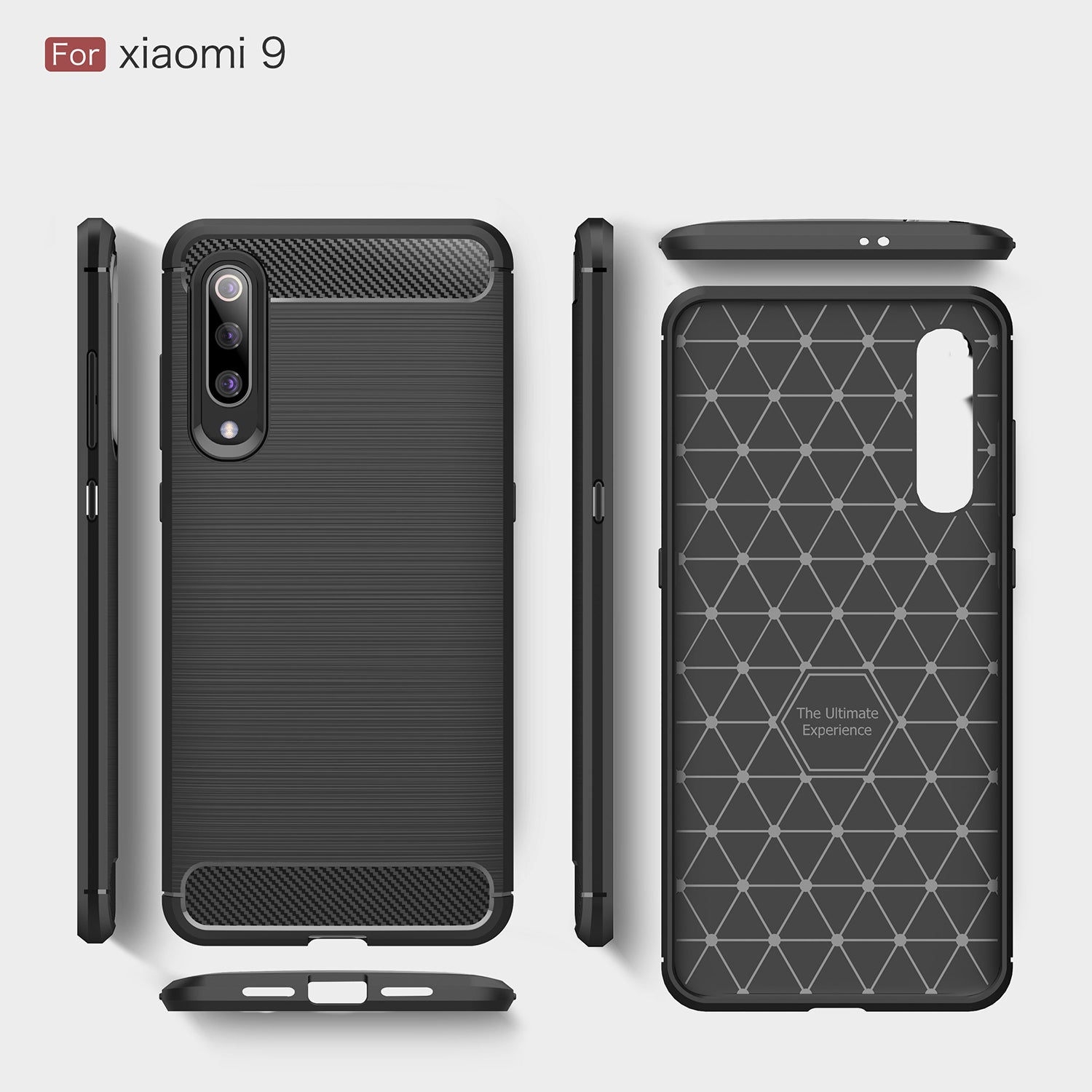 Xiaomi Mi 9 Carbon Fibre TPU Case Slim Shockproof Cover Black