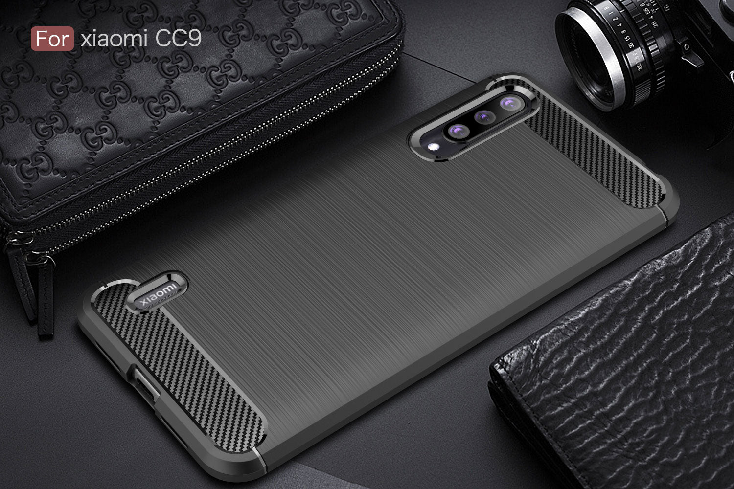 Xiaomi Mi 9Lite/A3Lite/CC9 Carbon Fibre TPU Case Slim Shockproof Cover Black