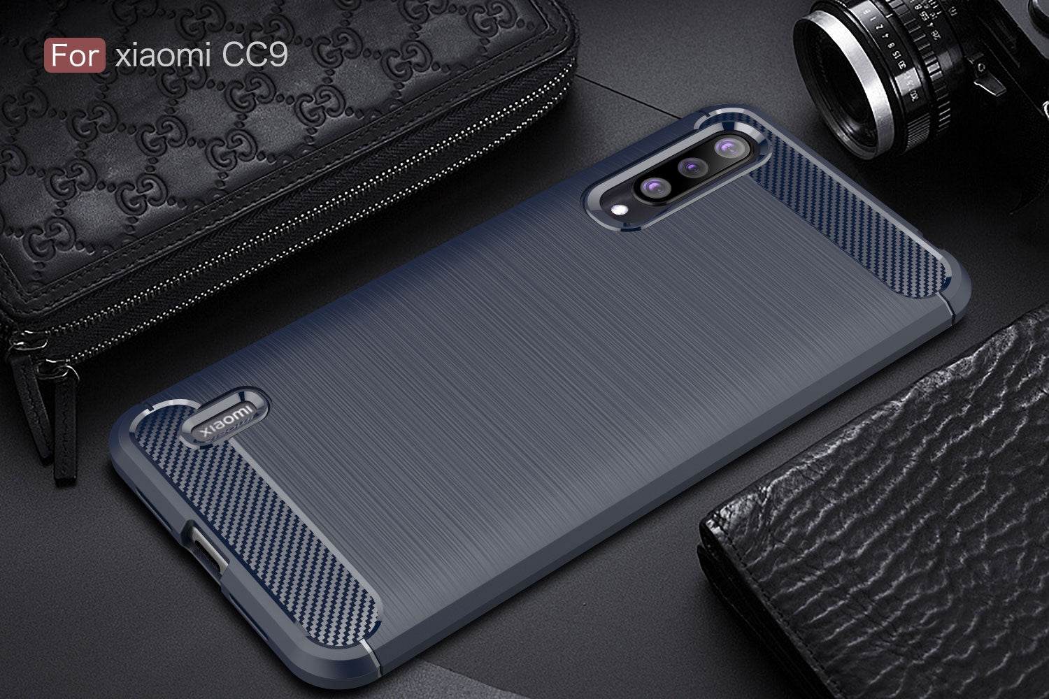 Xiaomi Mi 9Lite/A3Lite/CC9 Carbon Fibre TPU Case Slim Shockproof Cover Navy