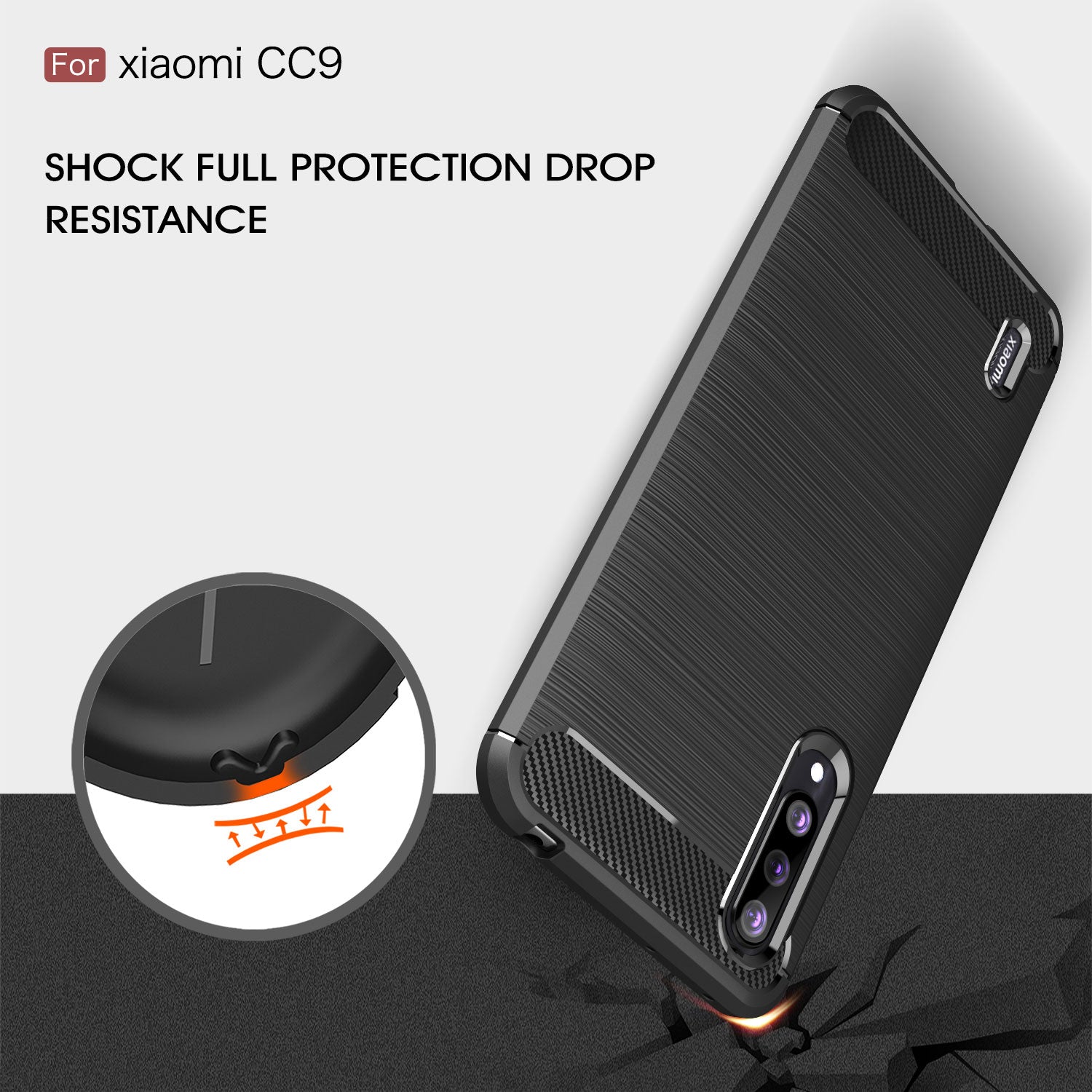 Xiaomi Mi 9Lite/A3Lite/CC9 Carbon Fibre TPU Case Slim Shockproof Cover Navy