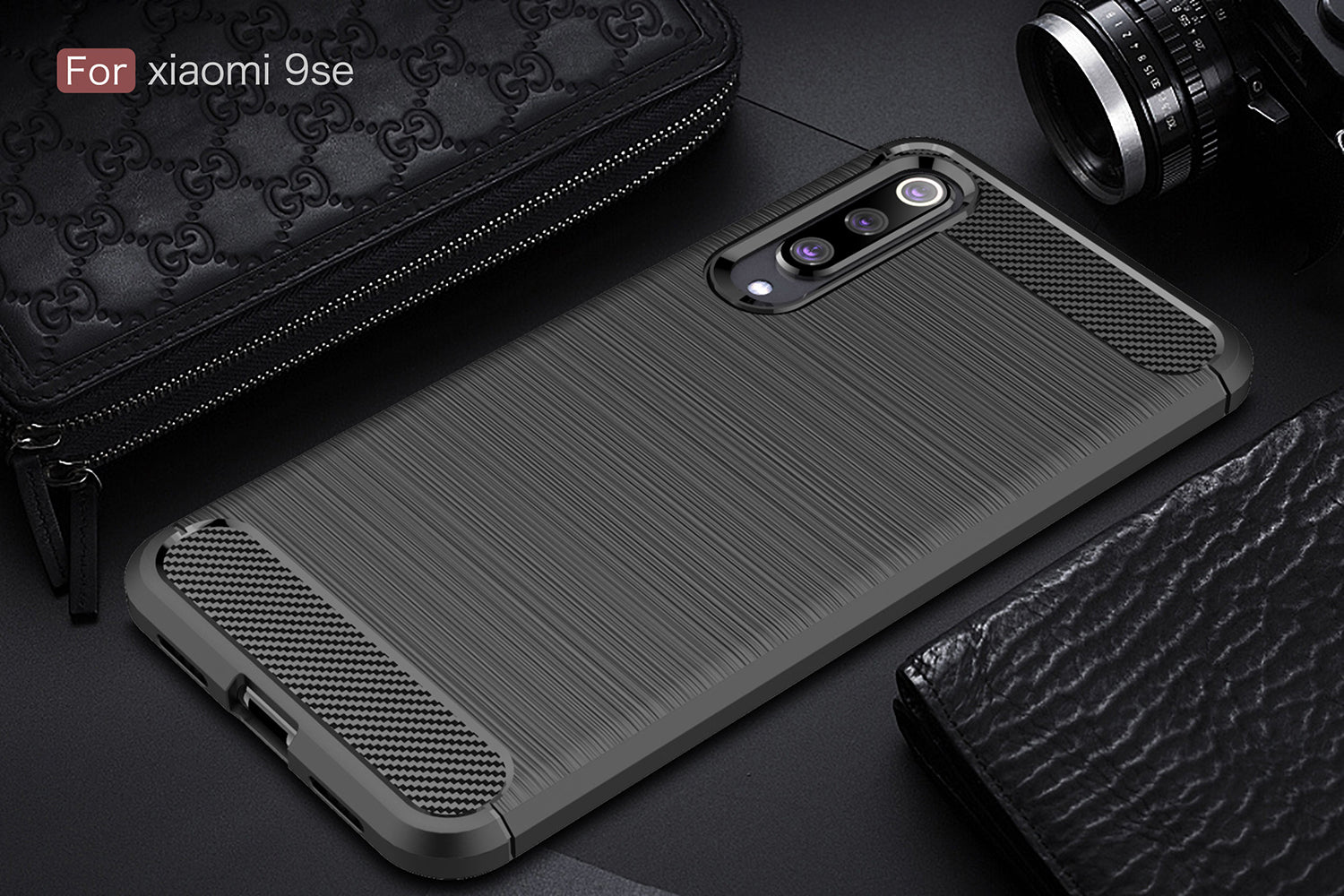Xiaomi Mi 9 SE Carbon Fibre TPU Case Slim Shockproof Cover Black
