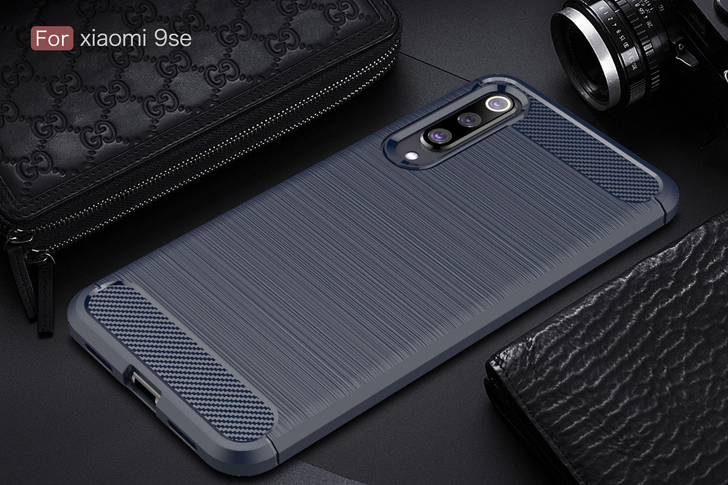 Xiaomi Mi 9 SE Carbon Fibre TPU Case Slim Shockproof Cover Navy