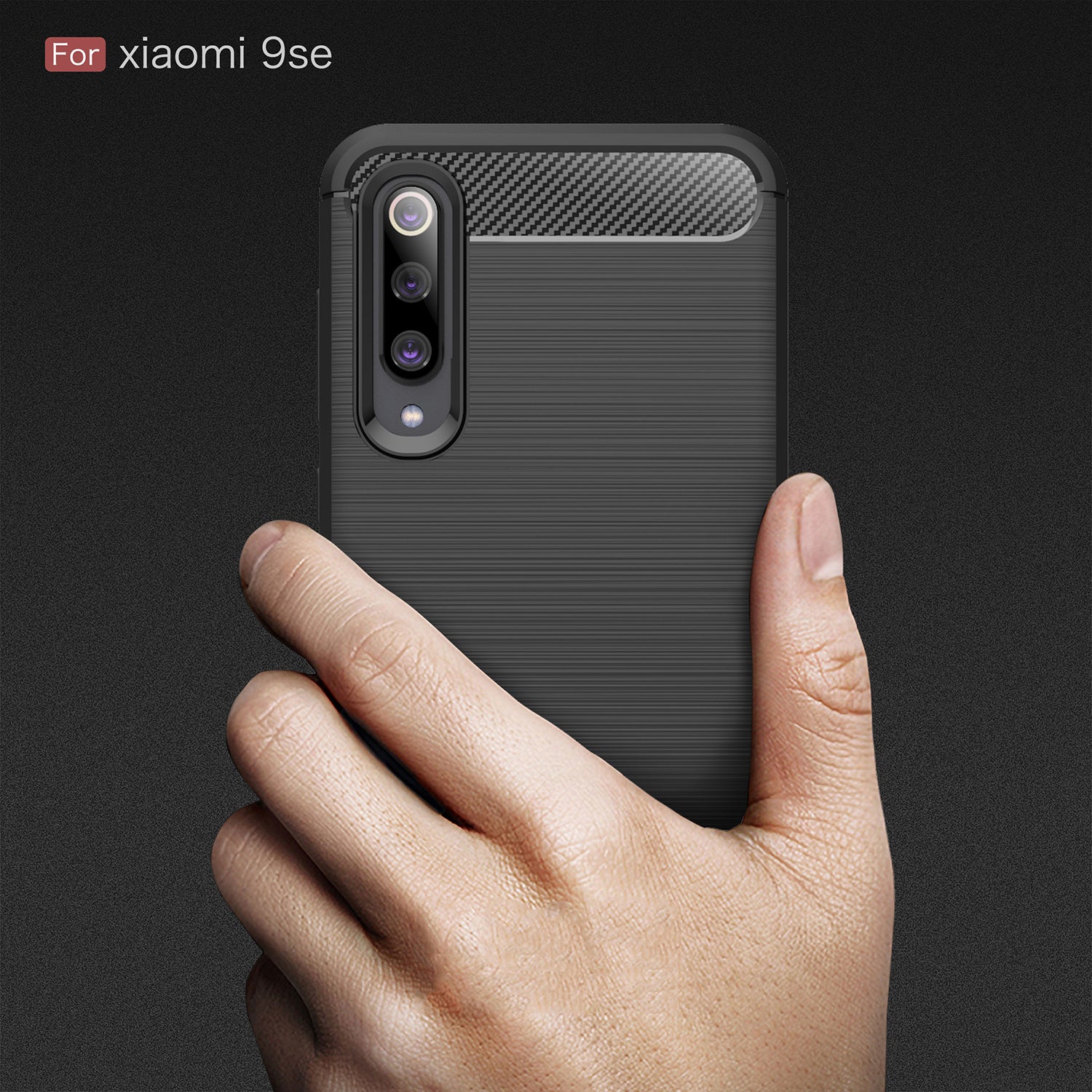 Xiaomi Mi 9 SE Carbon Fibre TPU Case Slim Shockproof Cover Red