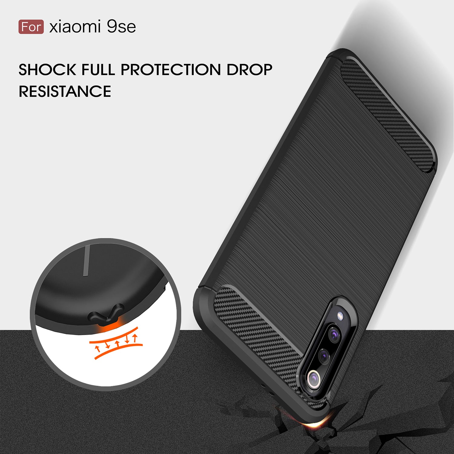 Xiaomi Mi 9 SE Carbon Fibre TPU Case Slim Shockproof Cover Black