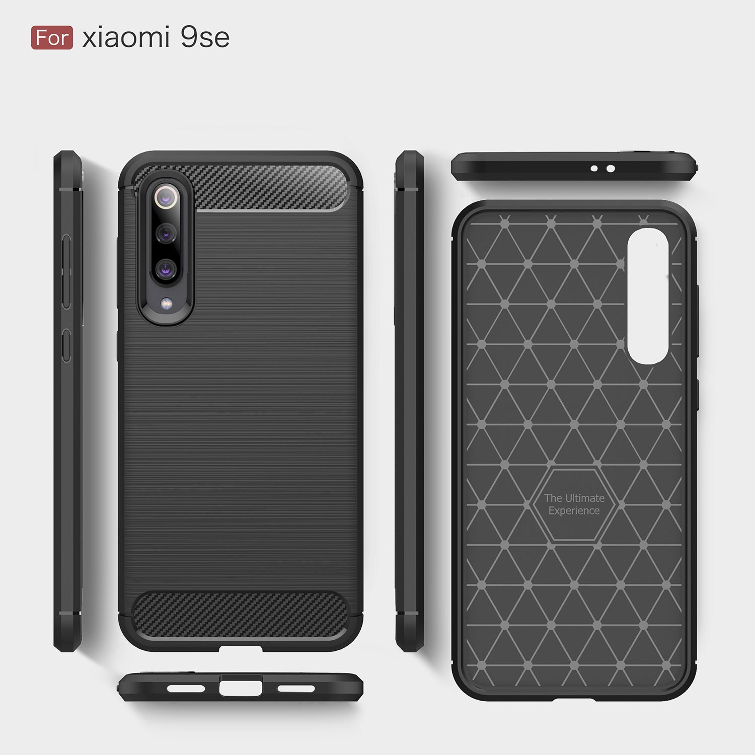 Xiaomi Mi 9 SE Carbon Fibre TPU Case Slim Shockproof Cover Red