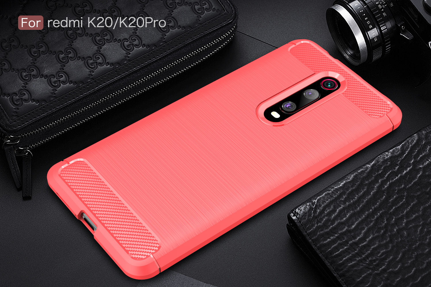 Xiaomi Mi 9TPro/9T/K20 Carbon Fibre TPU Case Slim Shockproof Cover Red