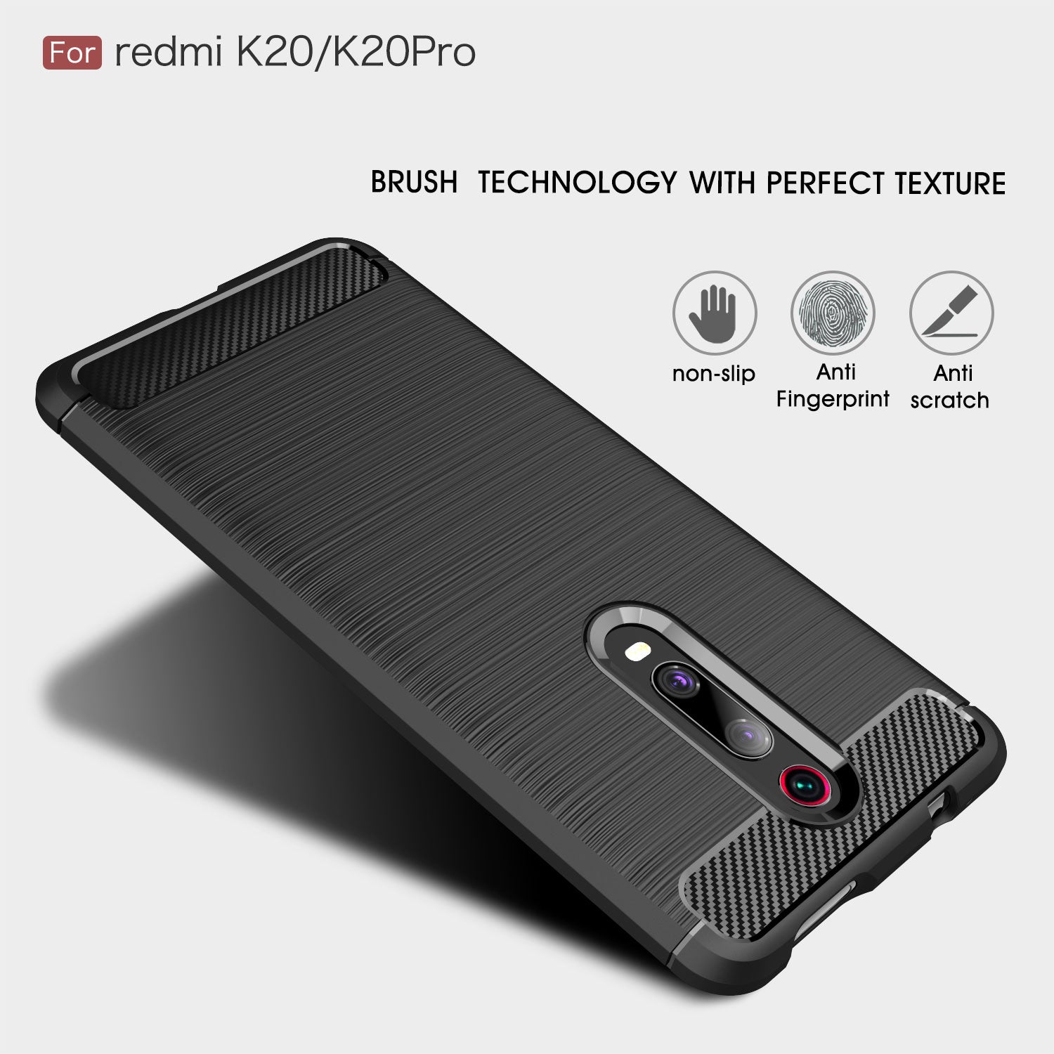 Xiaomi Mi 9TPro/9T/K20 Carbon Fibre TPU Case Slim Shockproof Cover Red