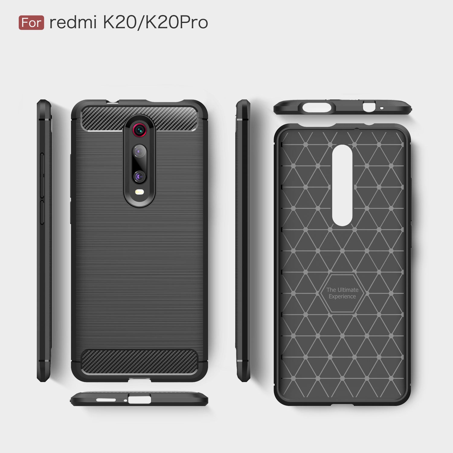 Xiaomi Mi 9TPro/9T/K20 Carbon Fibre TPU Case Slim Shockproof Cover Red