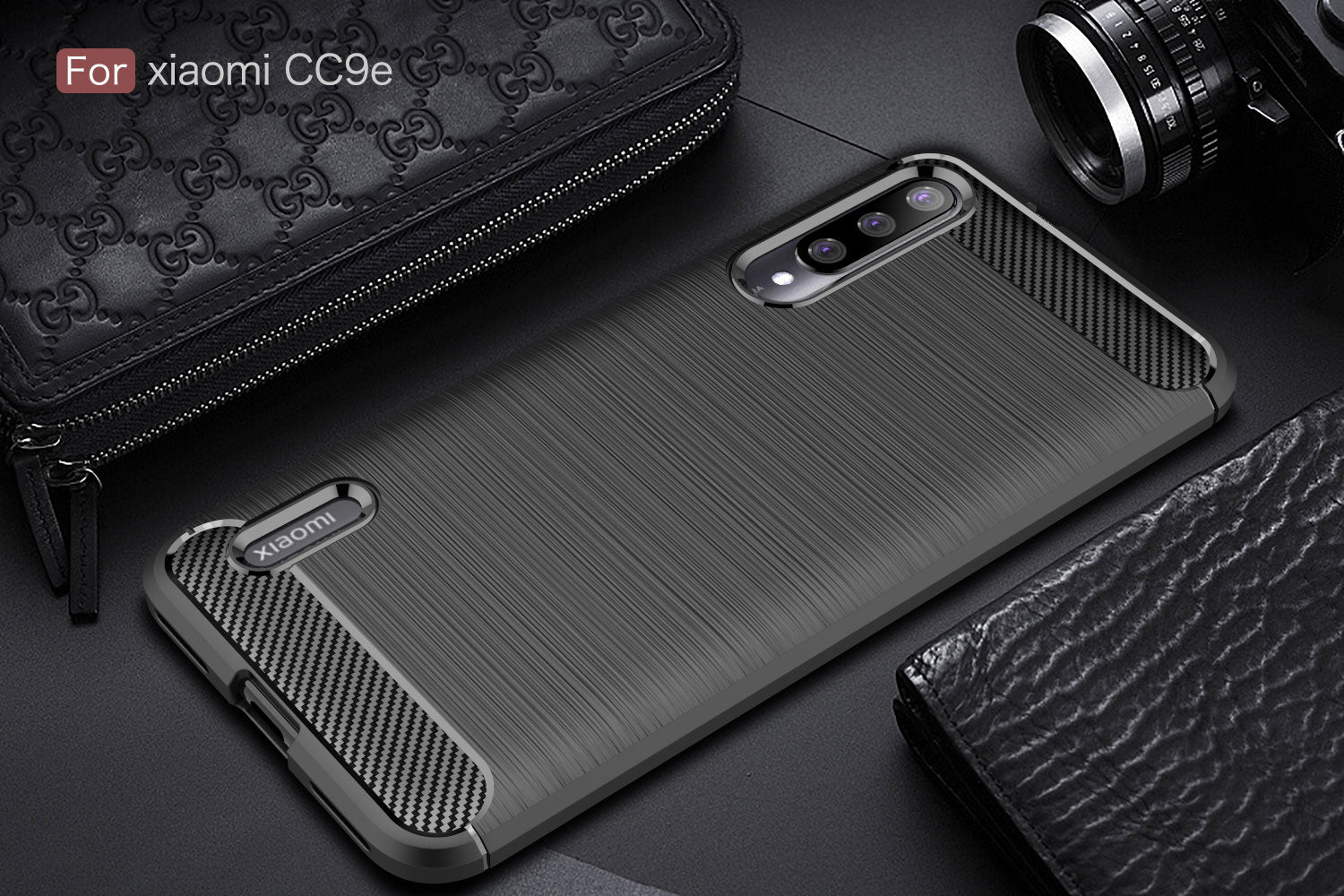 Xiaomi Mi A3 / CC9E Carbon Fibre TPU Case Slim Shockproof Cover Black