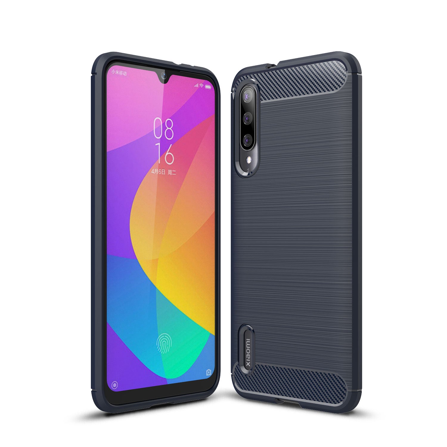 Xiaomi Mi A3 / CC9E Carbon Fibre TPU Case Slim Shockproof Cover Navy