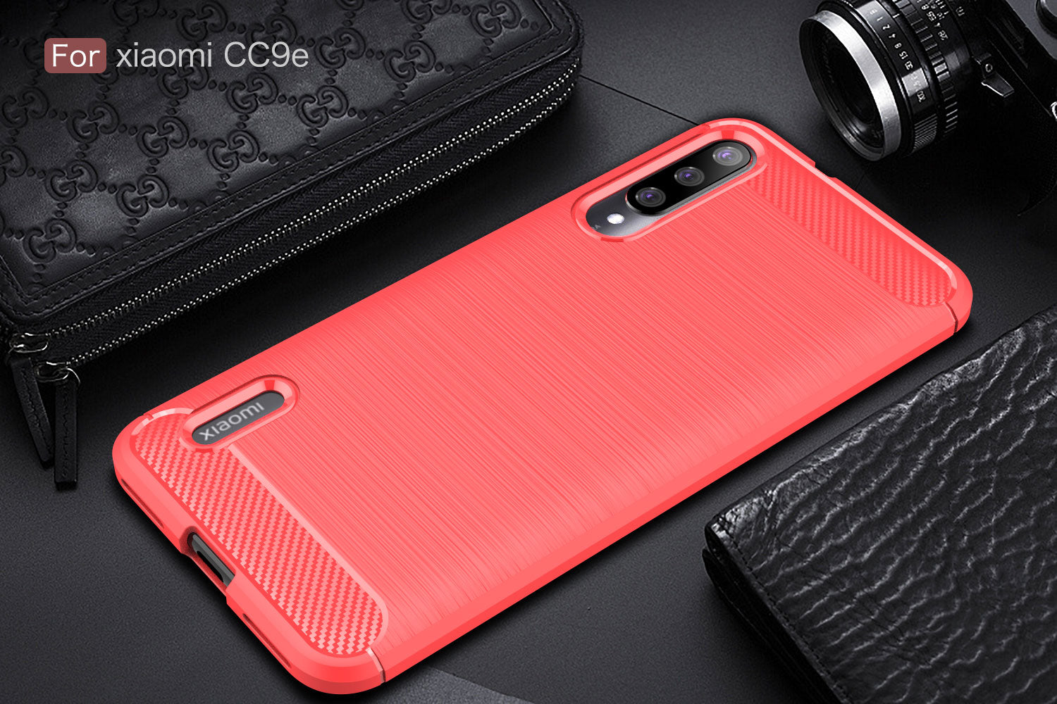 Xiaomi Mi A3 / CC9E Carbon Fibre TPU Case Slim Shockproof Cover Red