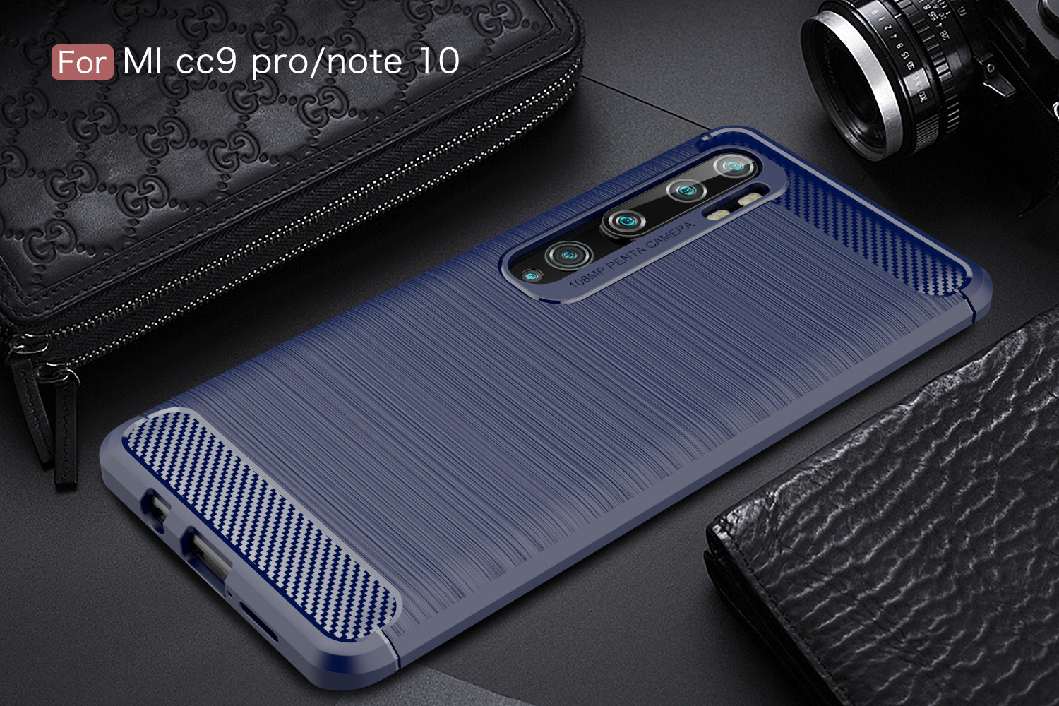 Xiaomi Mi Note 10/Note 10Pro/CC9Pro Carbon Fibre TPU Case Slim Shockproof Cover Navy