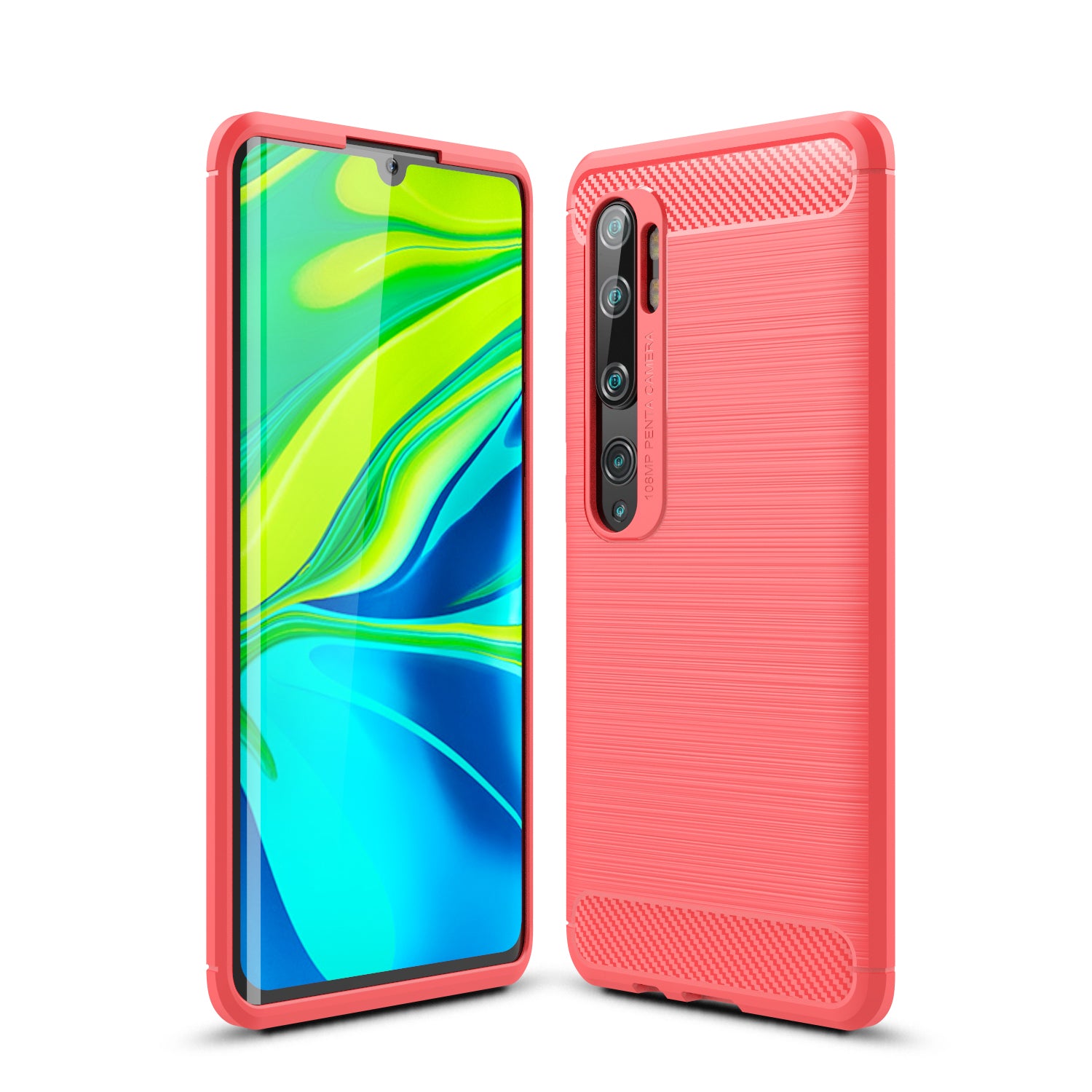 Xiaomi Mi Note 10/Note 10Pro/CC9Pro Carbon Fibre TPU Case Slim Shockproof Cover Red
