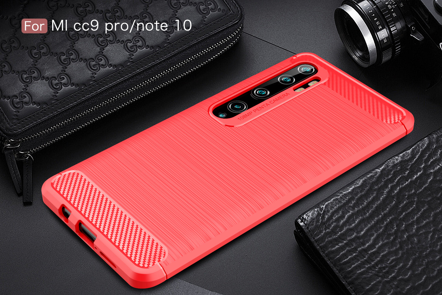 Xiaomi Mi Note 10/Note 10Pro/CC9Pro Carbon Fibre TPU Case Slim Shockproof Cover Red