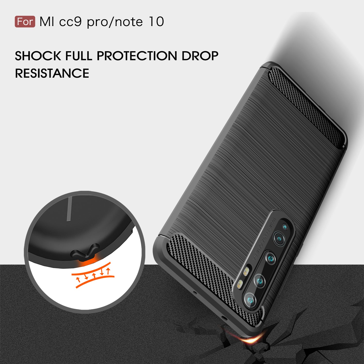 Xiaomi Mi Note 10/Note 10Pro/CC9Pro Carbon Fibre TPU Case Slim Shockproof Cover Navy