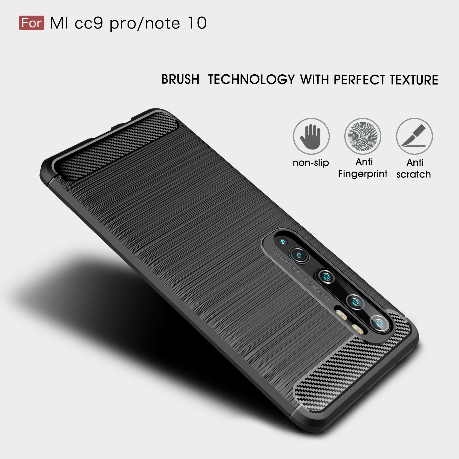 Xiaomi Mi Note 10/Note 10Pro/CC9Pro Carbon Fibre TPU Case Slim Shockproof Cover Navy