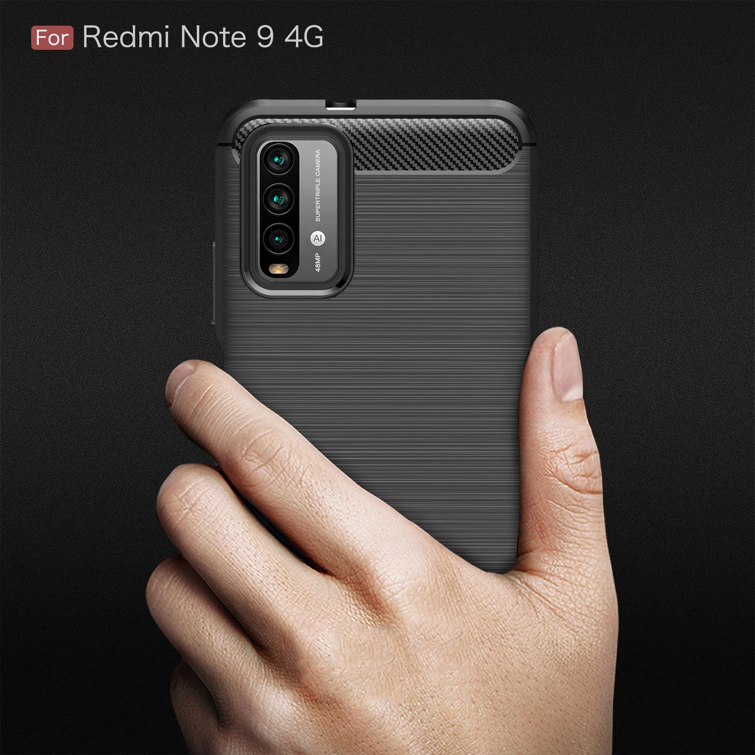 Xiaomi Redmi-9T/Poco-M3 Carbon Fibre TPU Case Slim Shockproof Cover Navy
