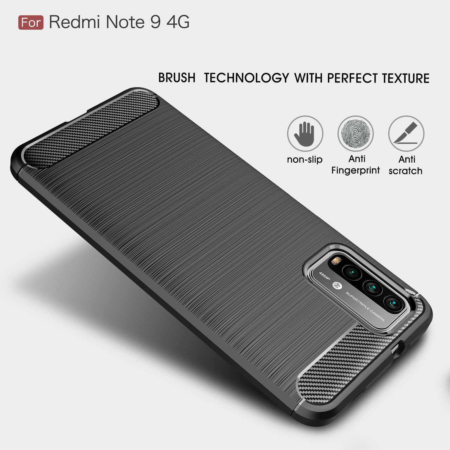 Xiaomi Redmi-9T/Poco-M3 Carbon Fibre TPU Case Slim Shockproof Cover Navy