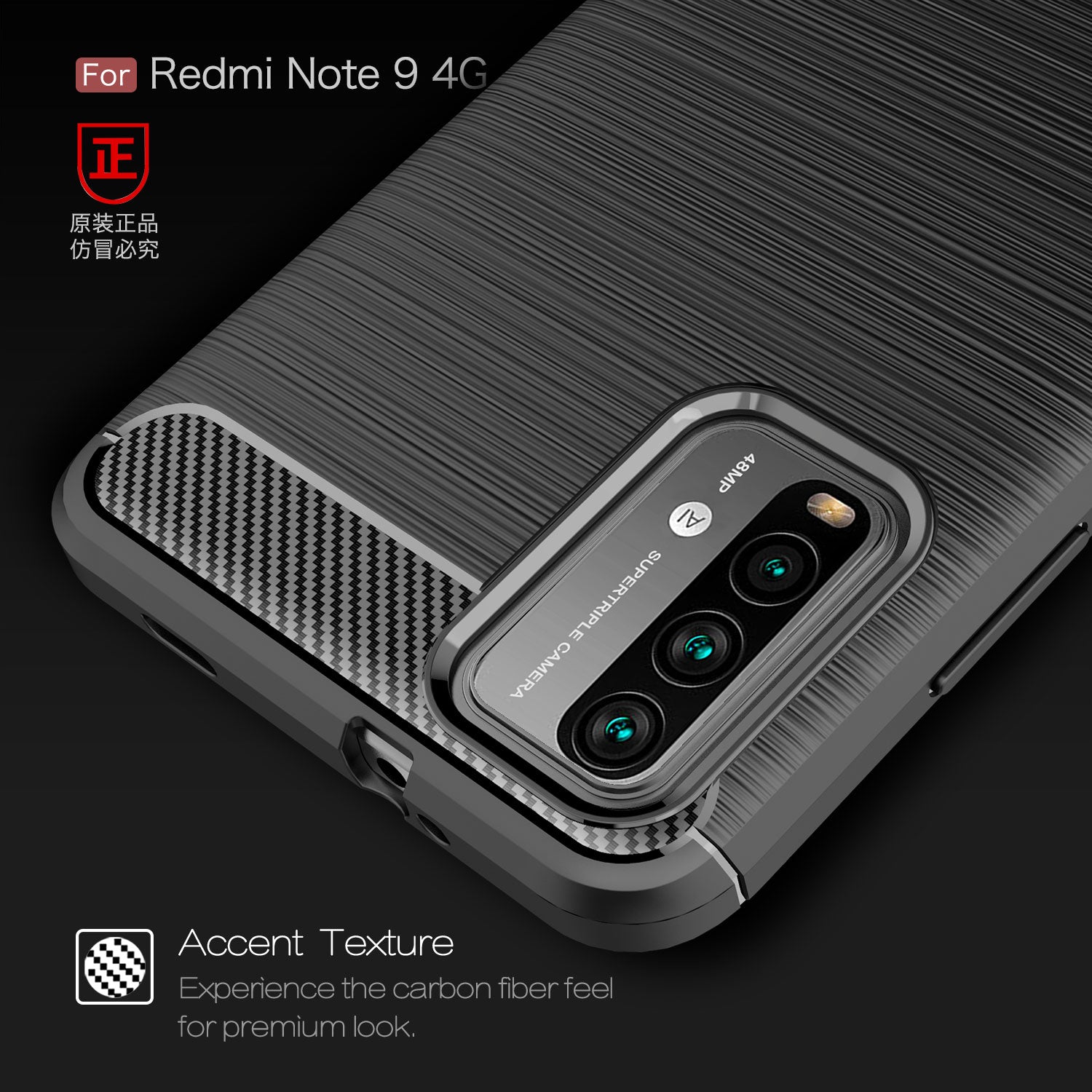 Xiaomi Redmi-9T/Poco-M3 Carbon Fibre TPU Case Slim Shockproof Cover Navy