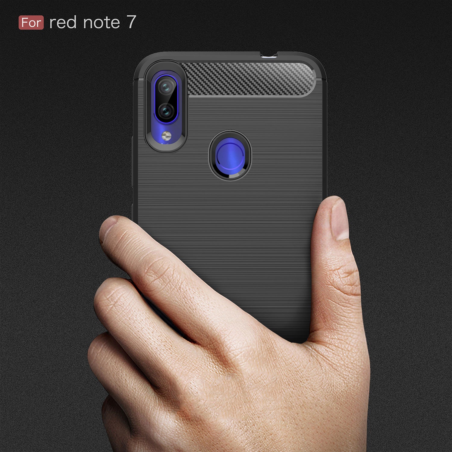 Xiaomi Redmi Note 7 Carbon Fibre TPU Case Slim Shockproof Cover Navy