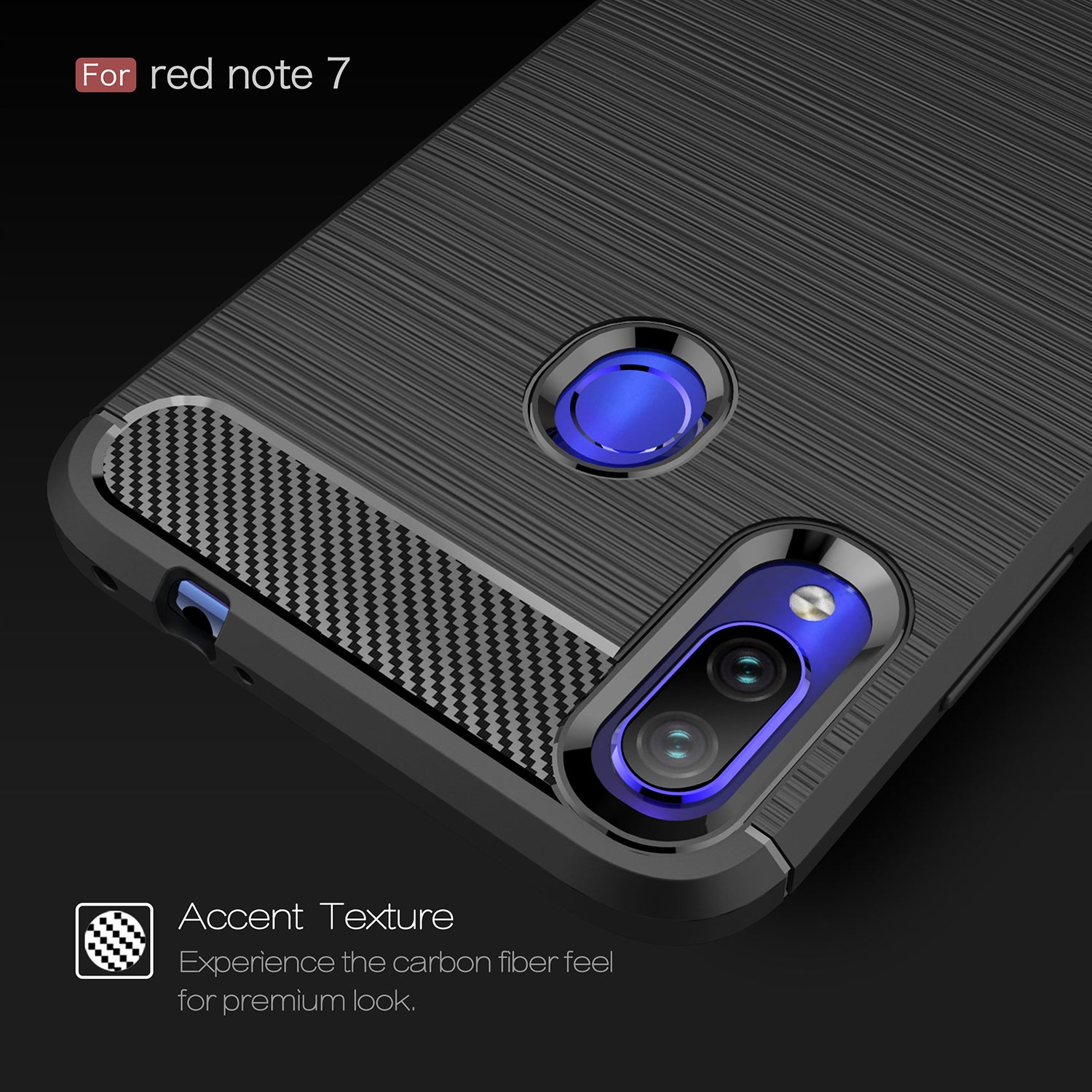 Xiaomi Redmi Note 7 Carbon Fibre TPU Case Slim Shockproof Cover Navy