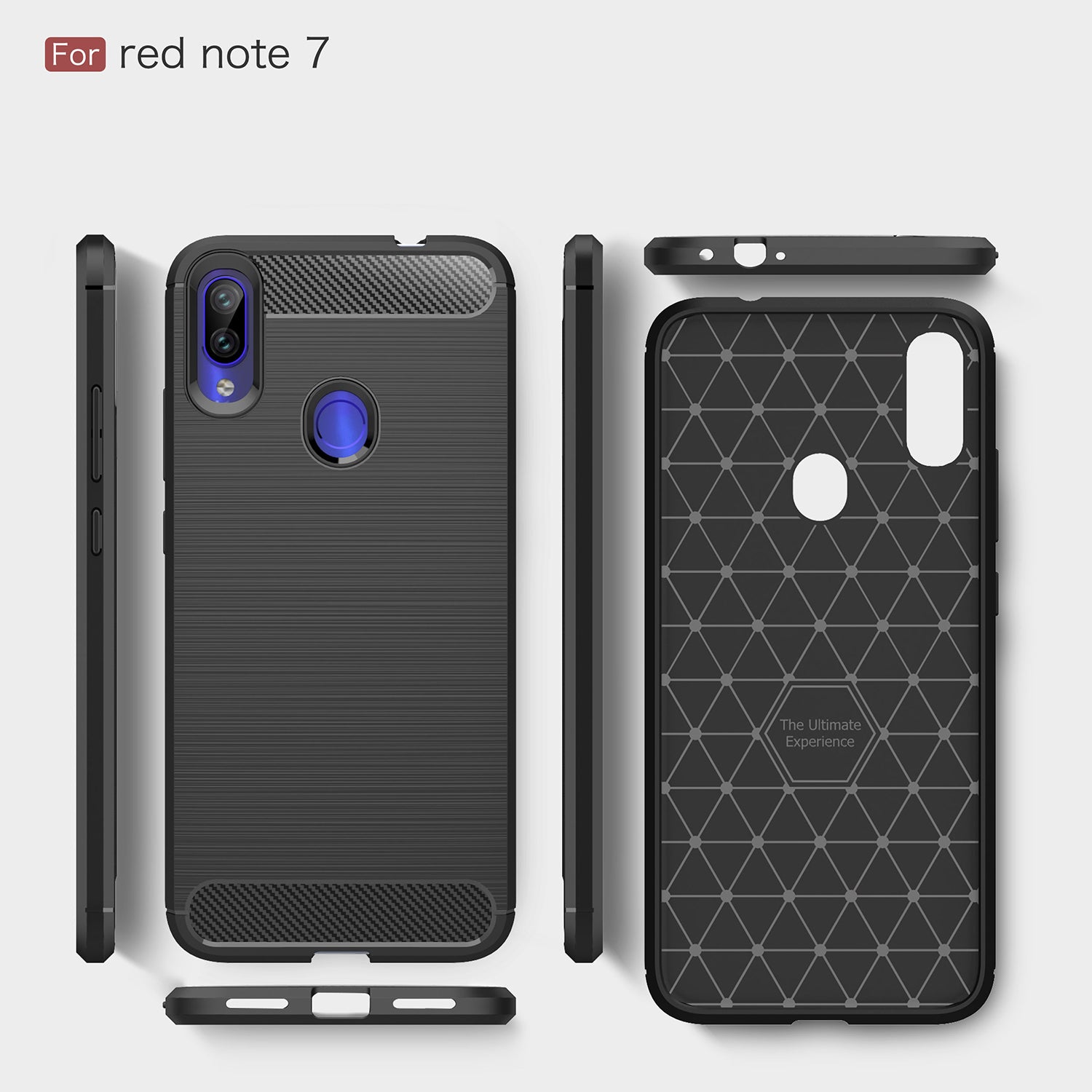 Xiaomi Redmi Note 7 Carbon Fibre TPU Case Slim Shockproof Cover Navy