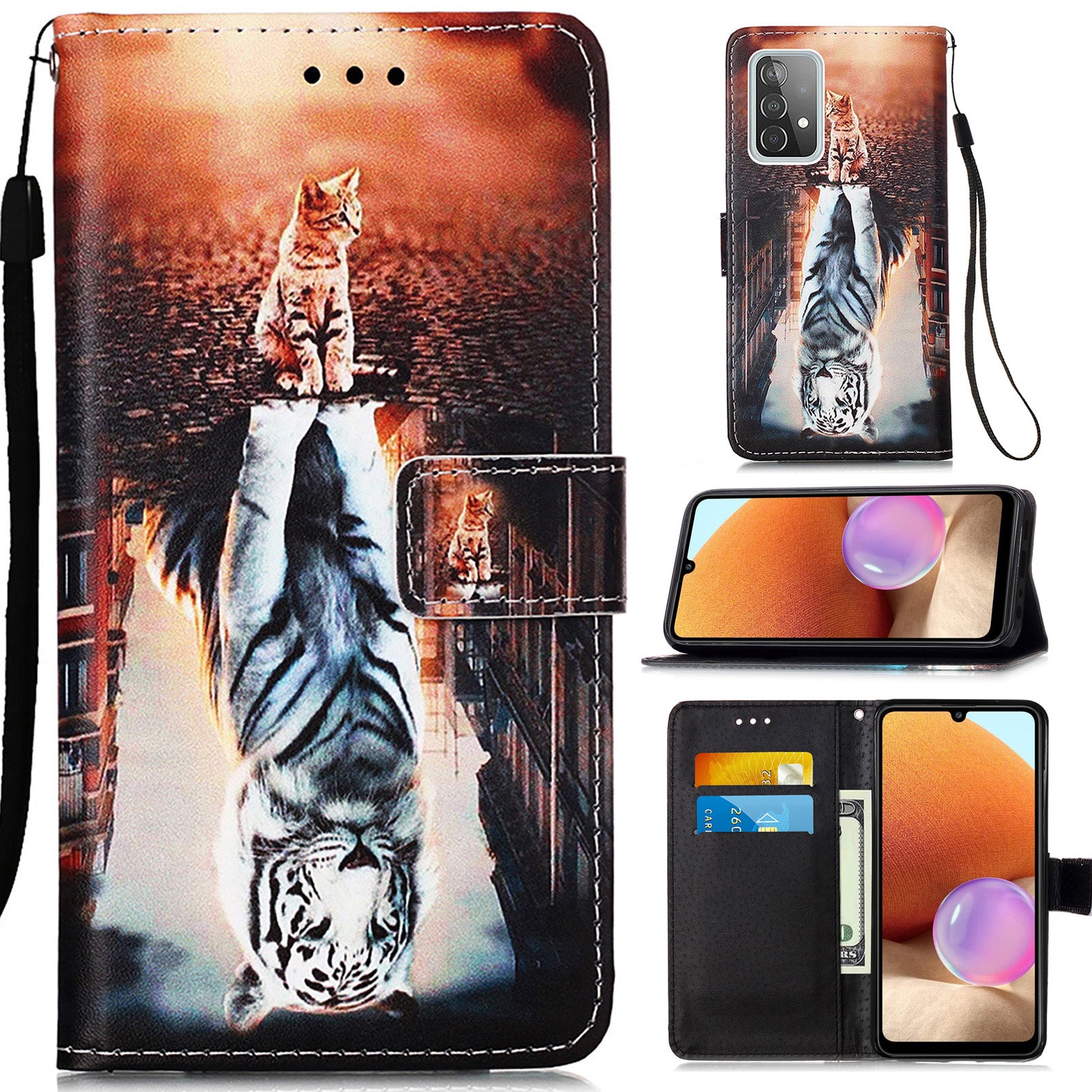 Samsung A32 4G Case Designer PU (Cat&Tiger)