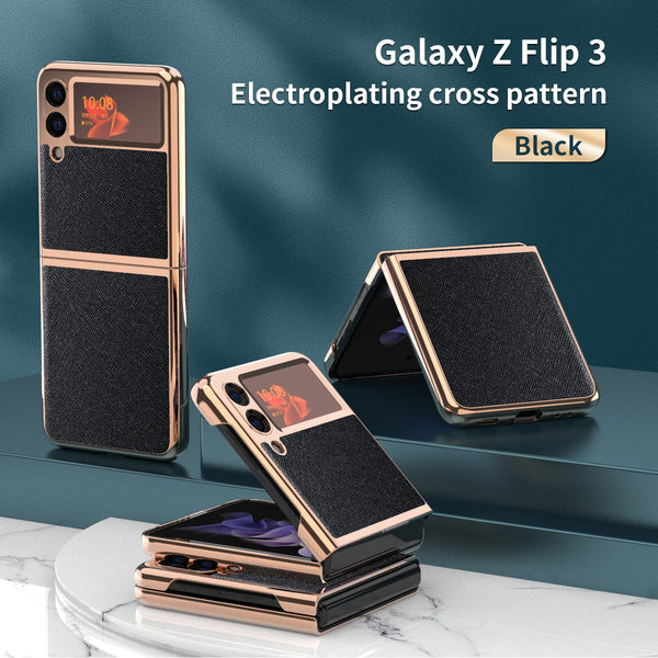 Samsung Galaxy Z Flip3 5G Electroplating Cross Case (Black)