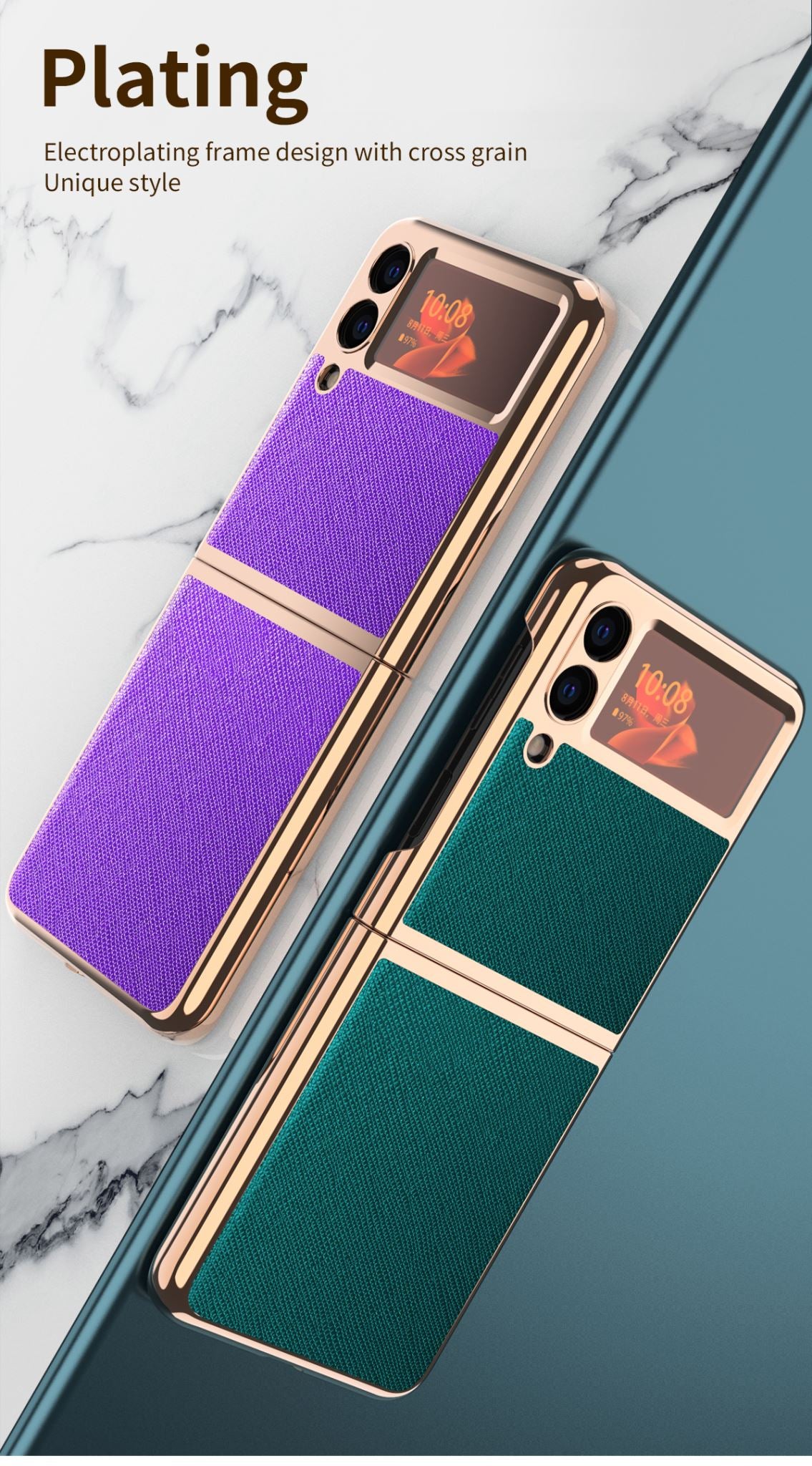 Samsung Galaxy Z Flip3 5G Electroplating Cross Case (Red)