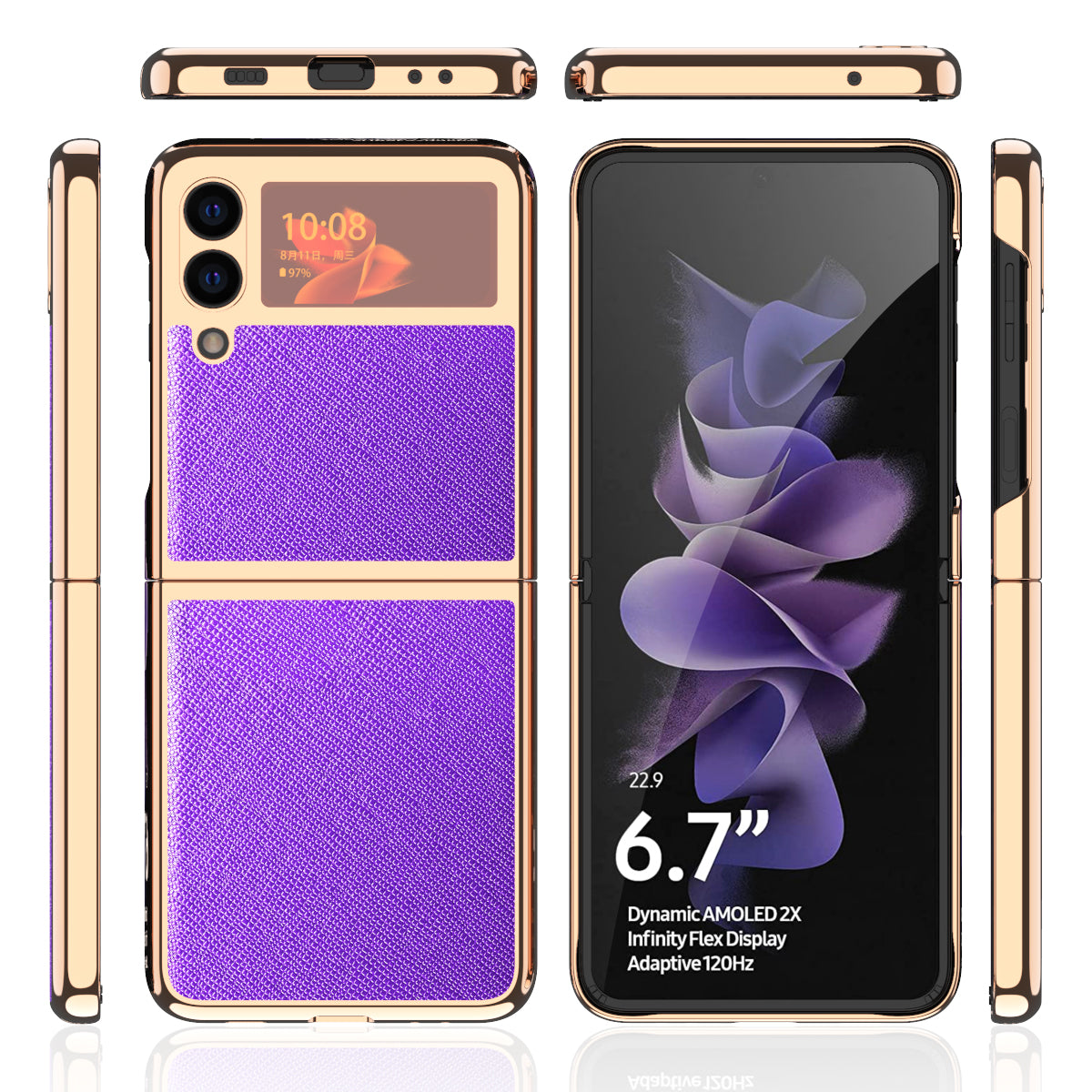 Samsung Galaxy Z Flip3 5G Electroplating Cross Case (Purple)