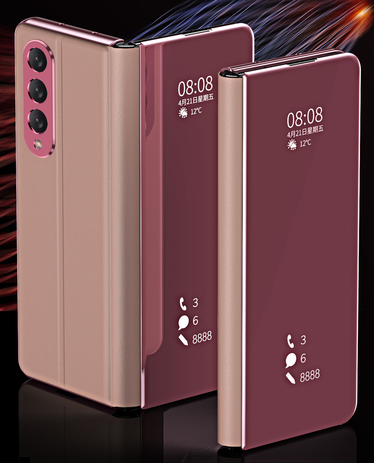 Samsung Galaxy Z Fold3 5G Mirror Folio Case (Pink)