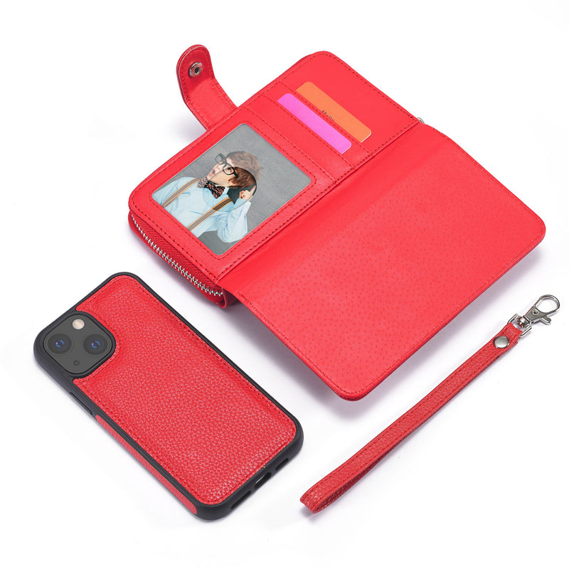 iPhone 13 Case Zipper Wallet (Red)