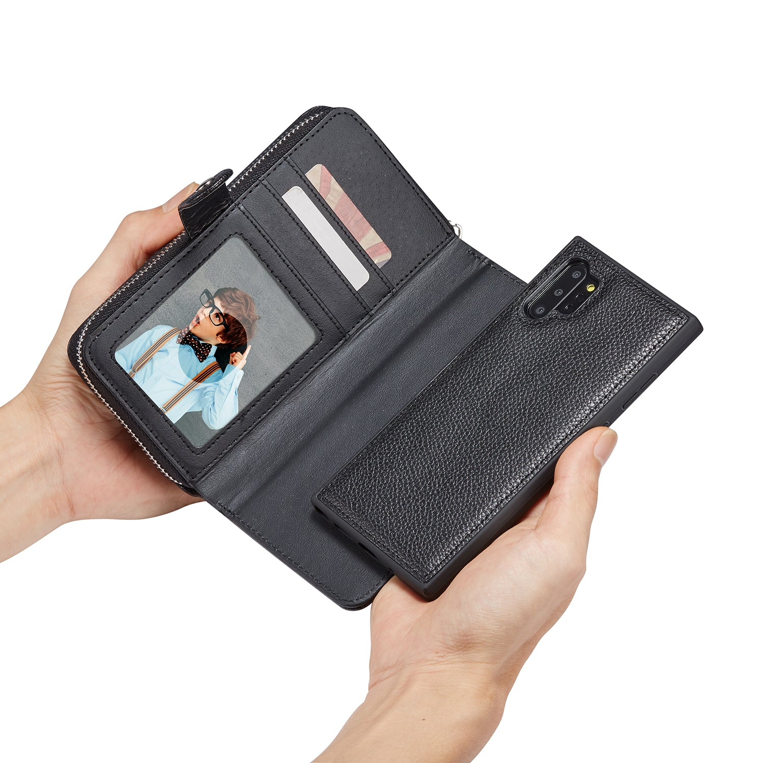 Samsung Note 10 Case Zipper Wallet (Black)