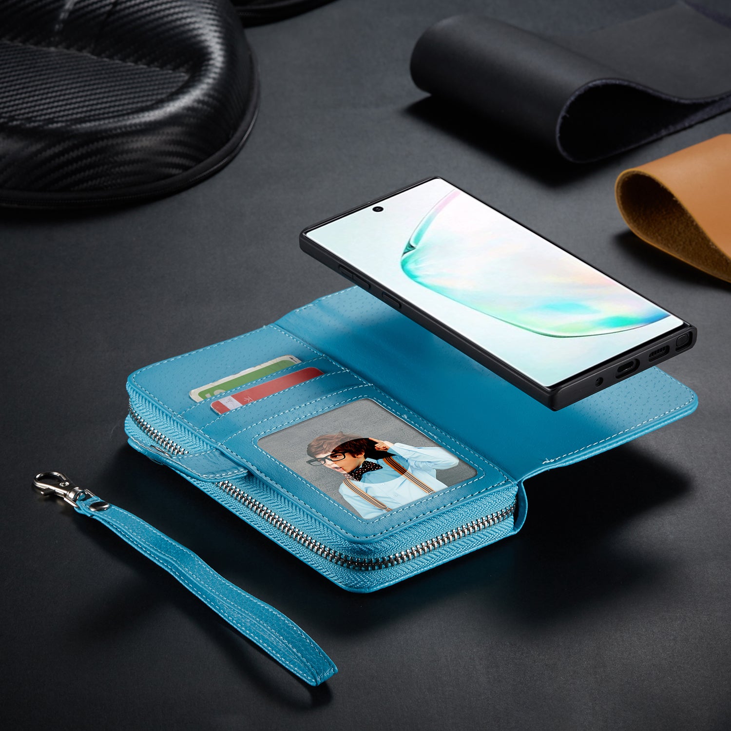 Samsung Note 10 Case Zipper Wallet (LightBlue)