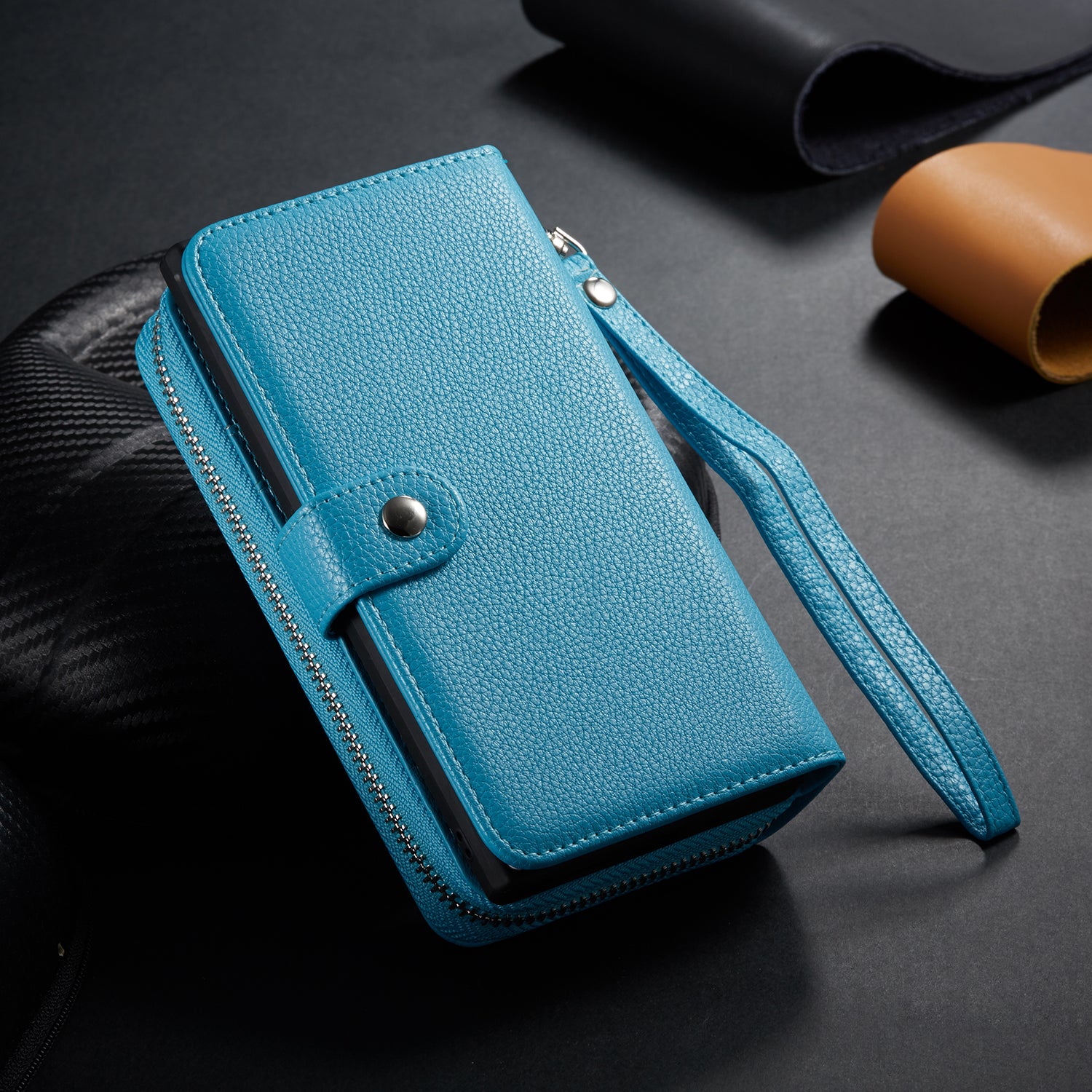 Samsung Note 10 Case Zipper Wallet (LightBlue)