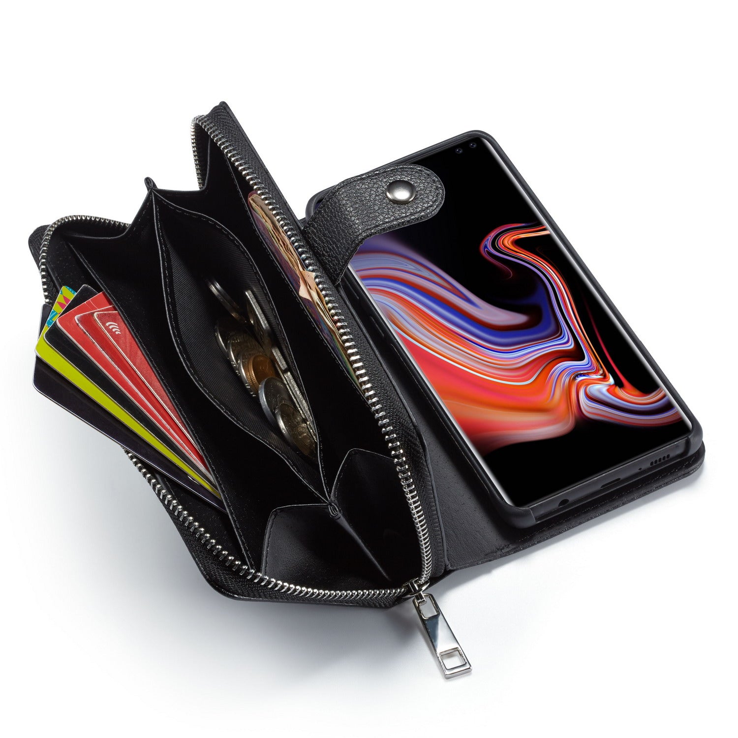Samsung S10E Case Zipper Wallet (Black)