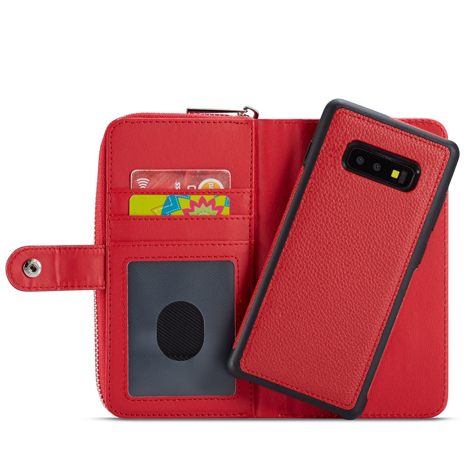 Samsung S10E Case Zipper Wallet (Red)